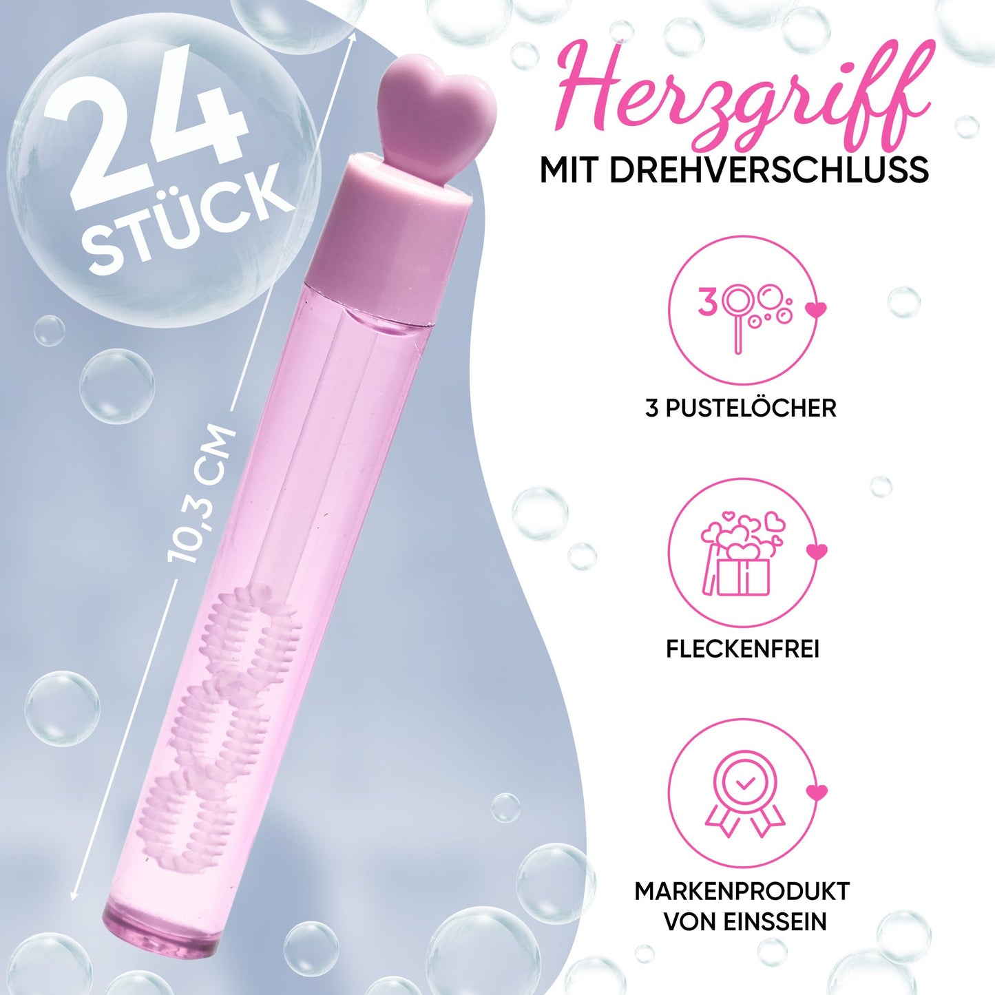 24x Seifenblasen Hochzeit Lovegläschen Box rosa