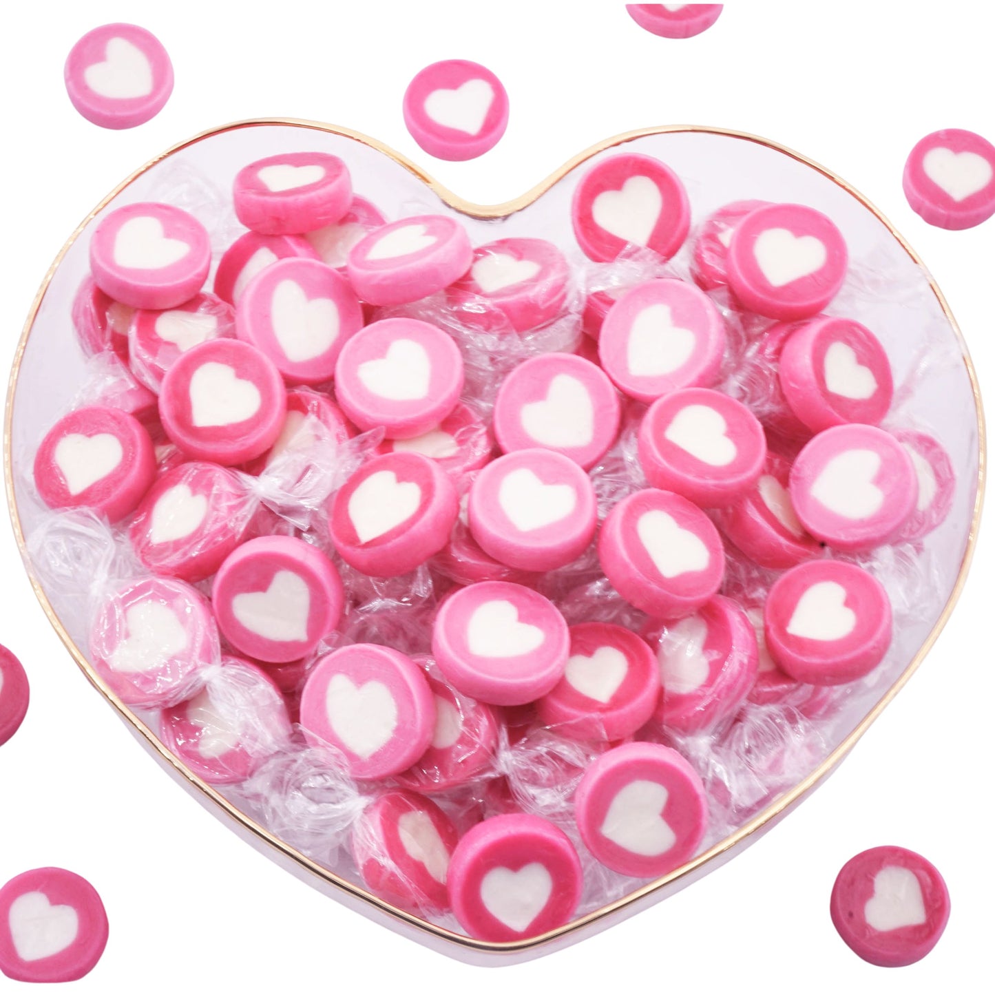0,5kg Herzbonbons rosa-weiss