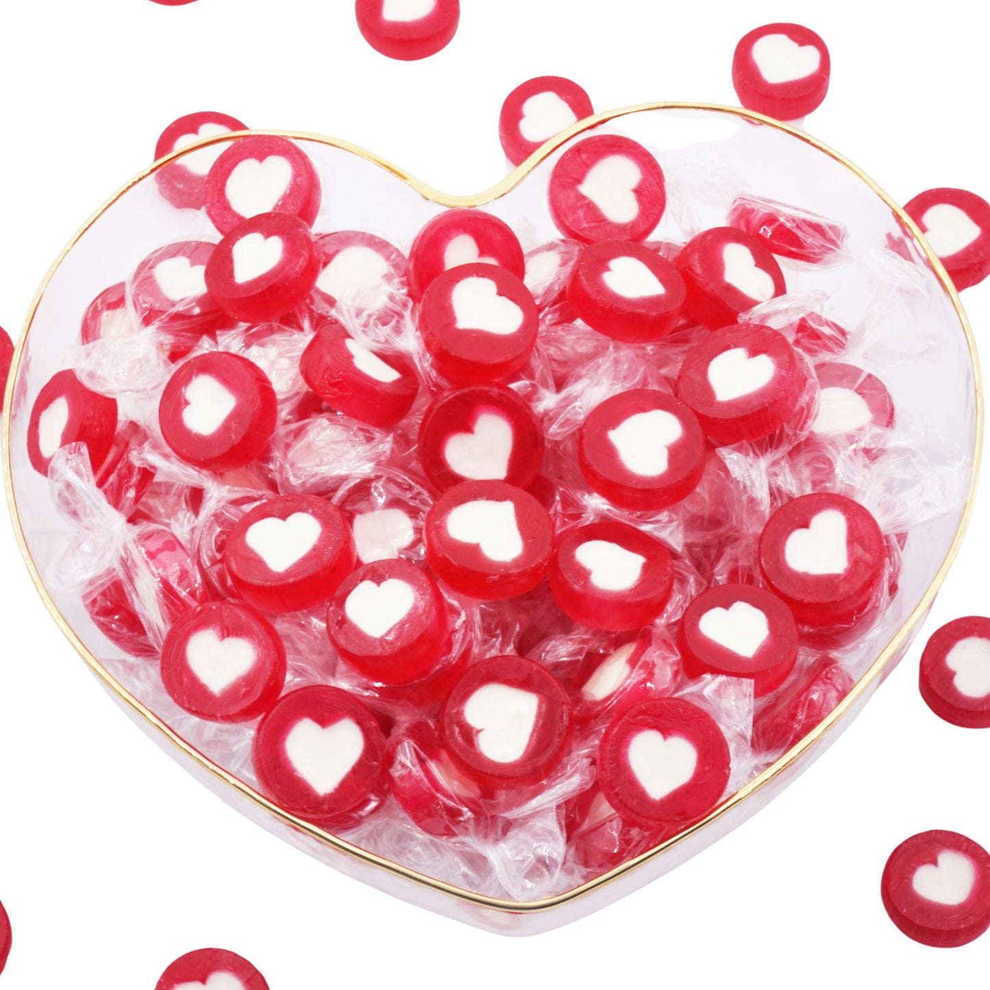 0,5kg Herzbonbons rot mit weiss