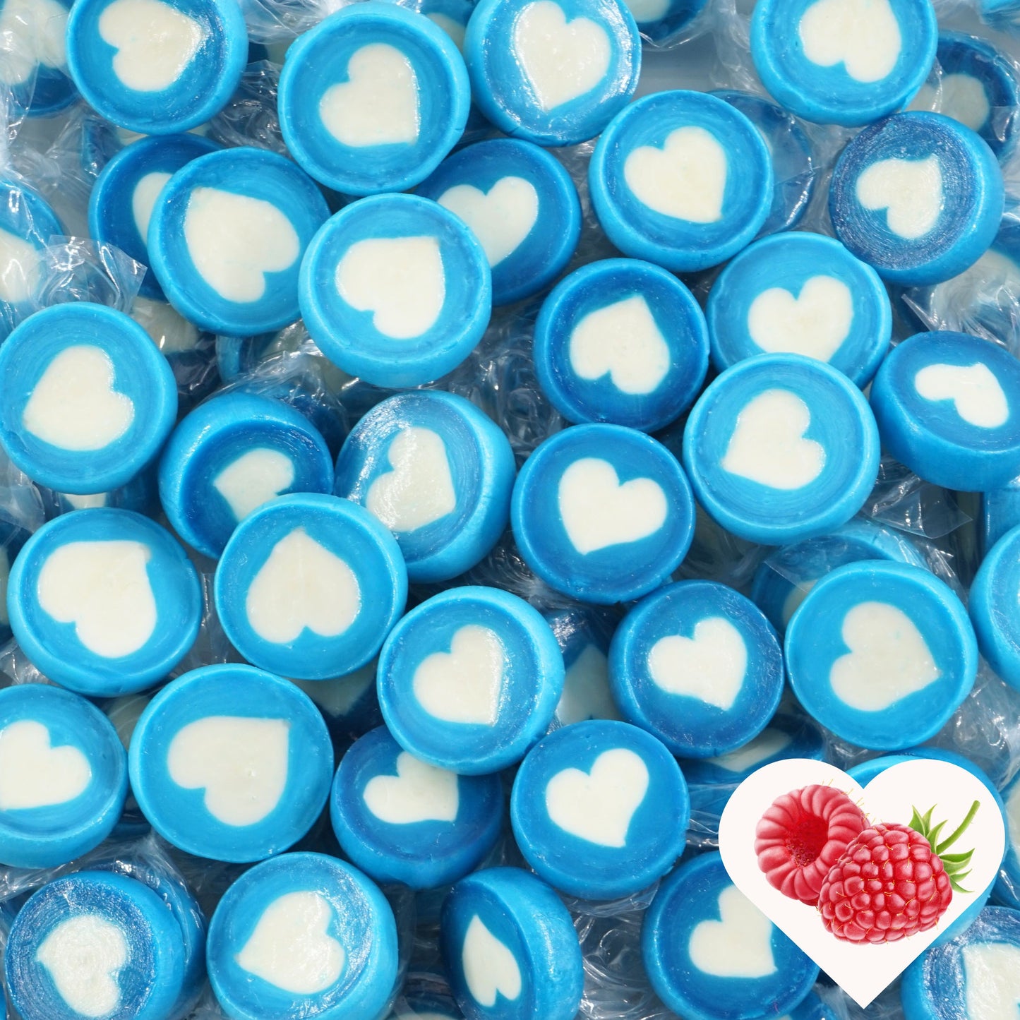0,5kg Herzbonbons blau-hellblau-weiss - Bonbons Taufe Junge Kindergeburtstag - Mitgebsel Gastgeschenke Geburtstag