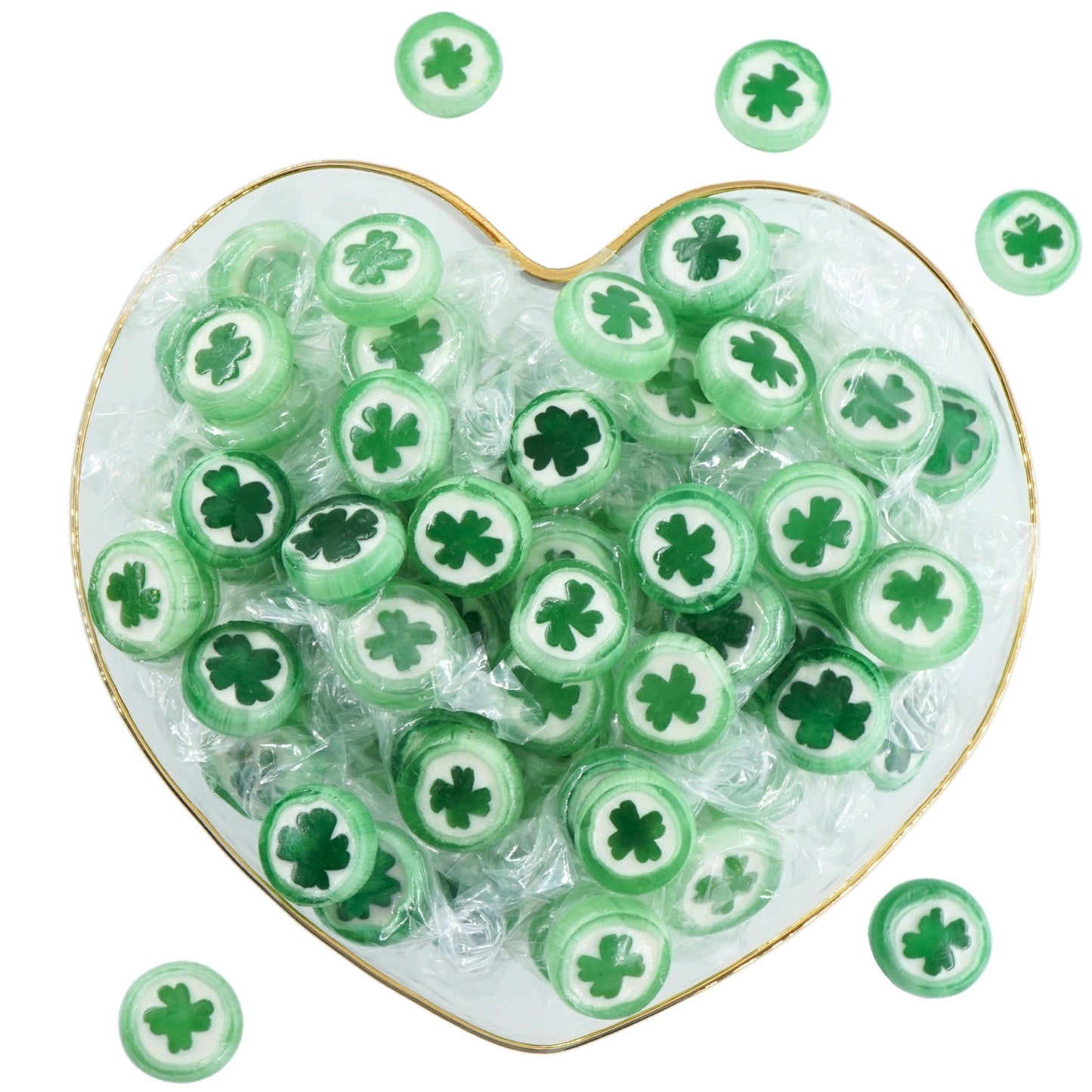 0,5kg Bonbons Kleeblatt Glücksblatt Glück grün-weiss