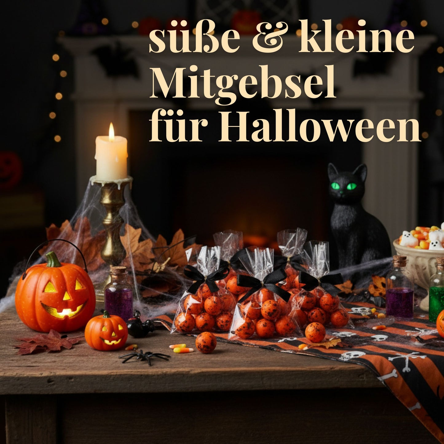 5 Stück fertige Gastgeschenke Halloween Crispykugeln Pumpkin spicy