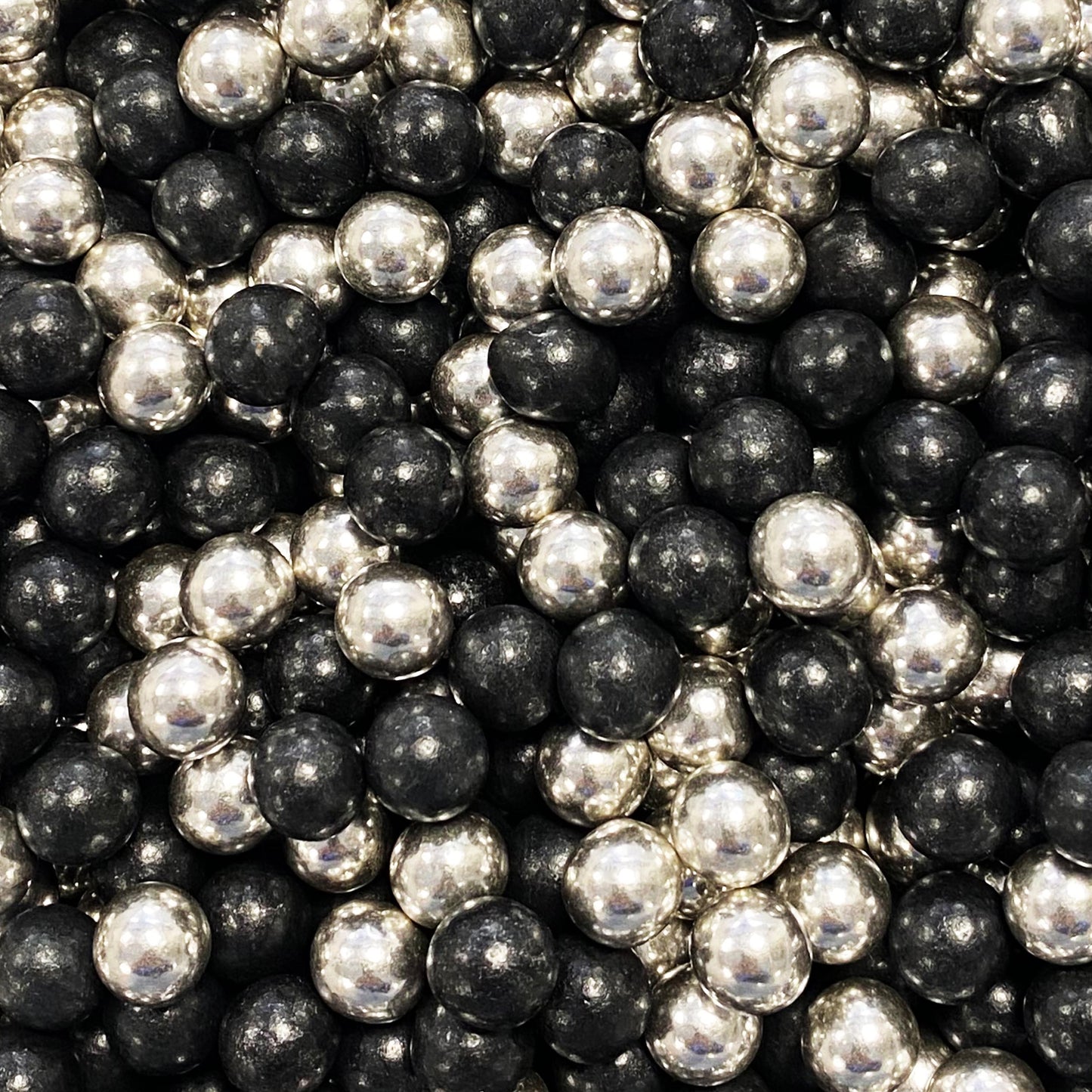 1kg Schokokugeln Mix mini schwarz-silber metallic 1 cm