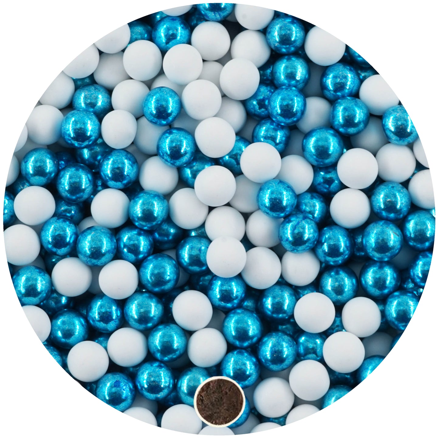 1kg Schokokugeln Mix mini weiss-blau metallic 1 cm