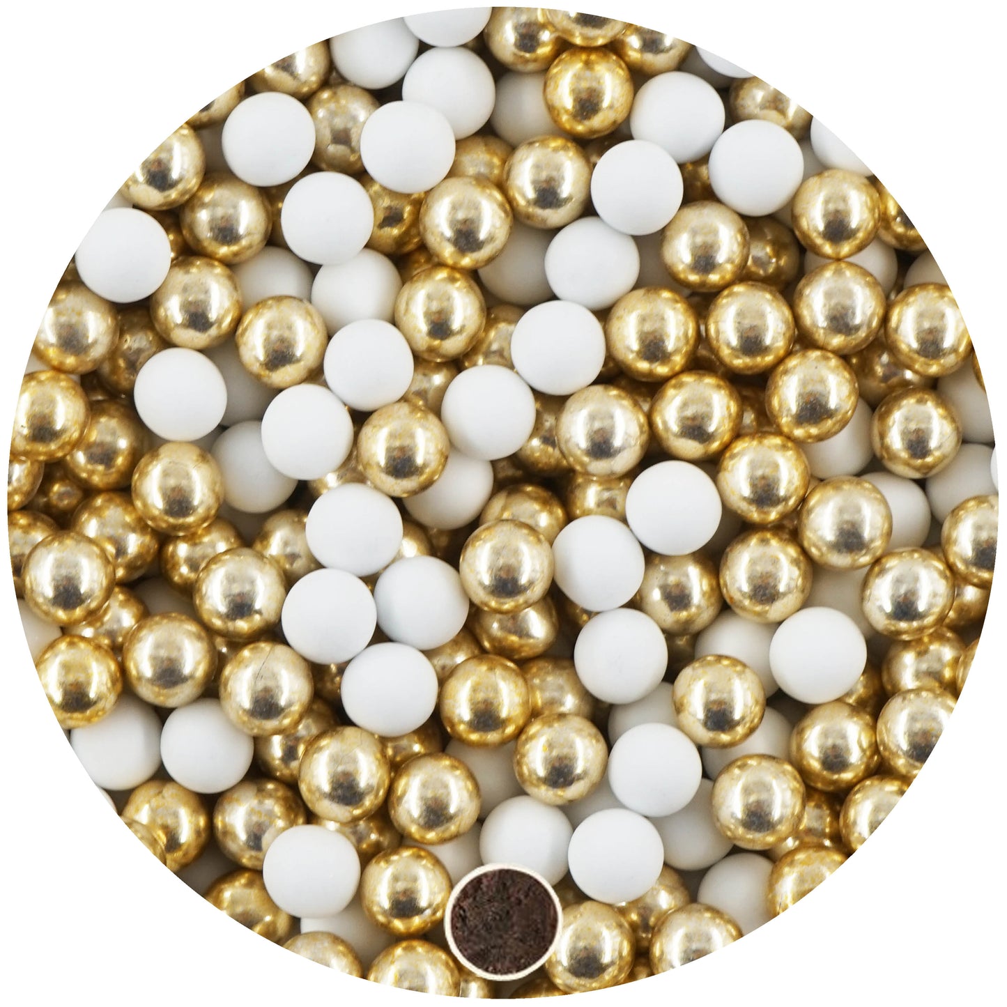 1kg Schokokugeln Mix mini weiss-gold metallic 1 cm
