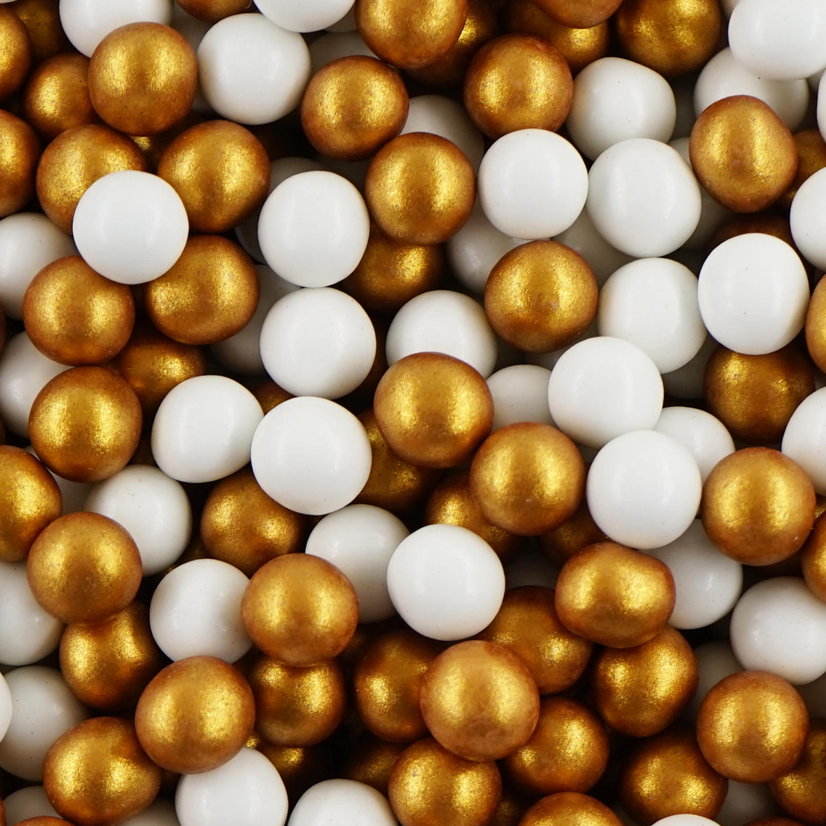Mini Schokokugeln weiß-gold metallic 1 kg – Detailansicht