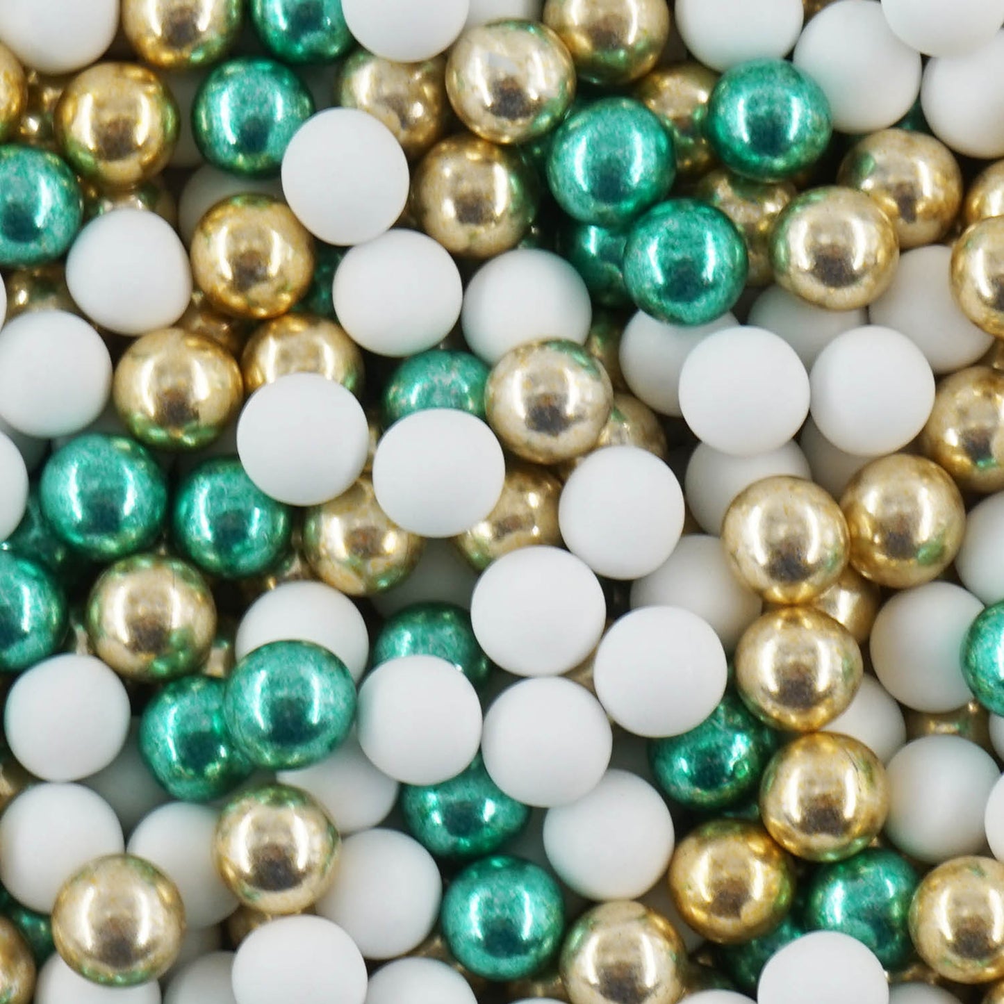 1kg Schokokugeln Mix mini weiss-gold-grün metallic 1 cm