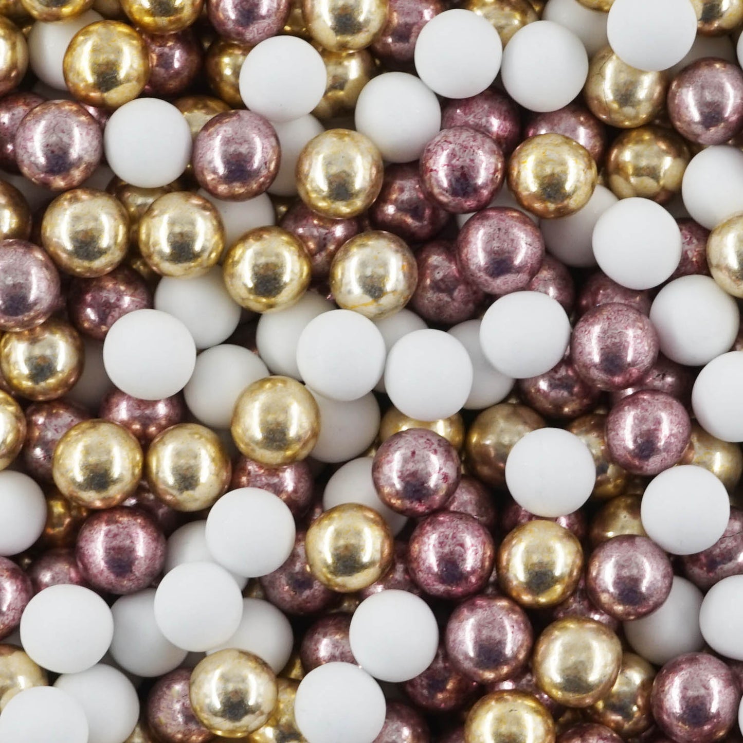1kg Schokokugeln Mix mini weiss-gold-rosa metallic 1 cm