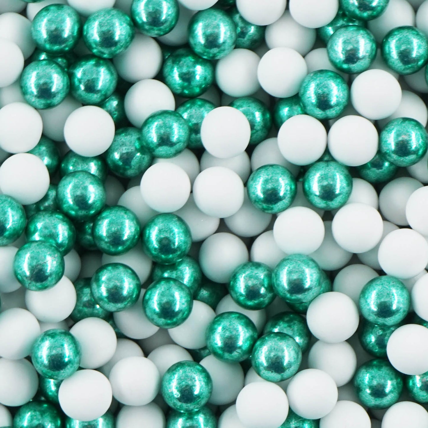 1kg Schokokugeln Mix mini weiss-grün metallic 1 cm