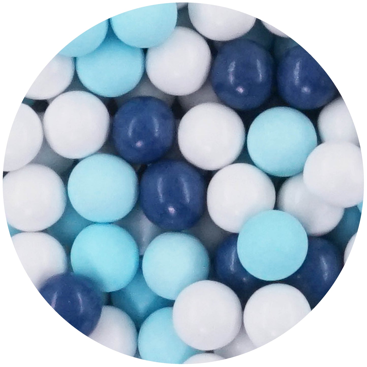 1kg Schokokugeln Mix small weiss-hellblau-dunkelblau glanz