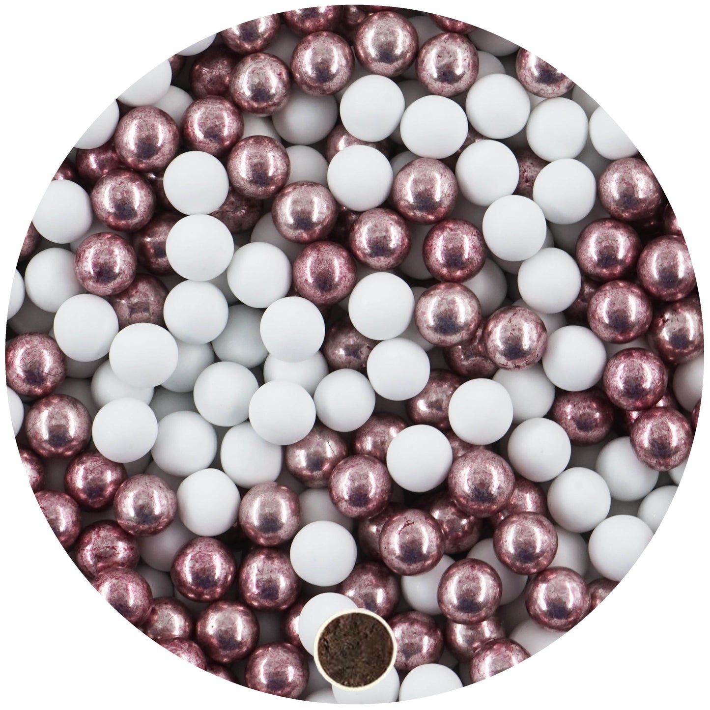 1kg Schokokugeln Mix mini weiss-rosa metallic 1 cm