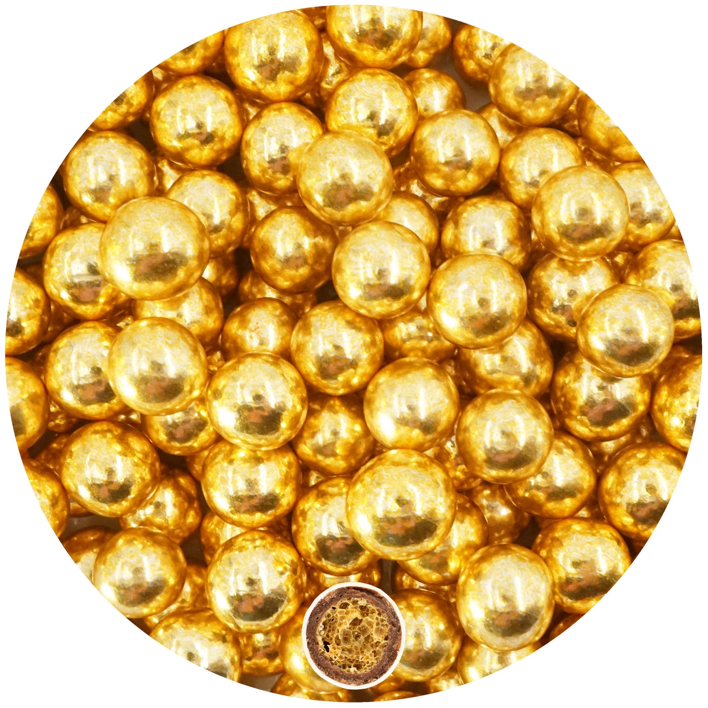 0,35kg Crispy Schokoperlen large gold glanz