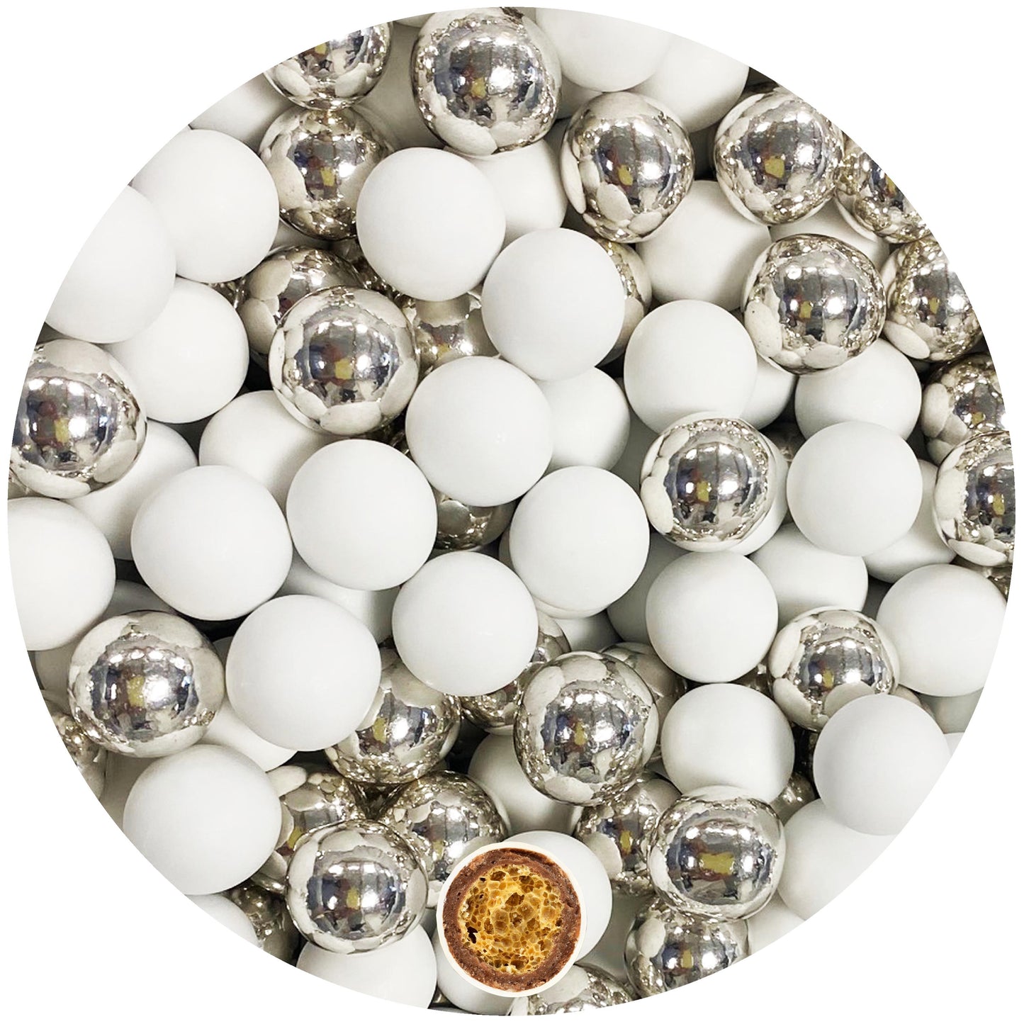 0,7kg Crispy Schokoperlen Mix large weiss-silber glanz