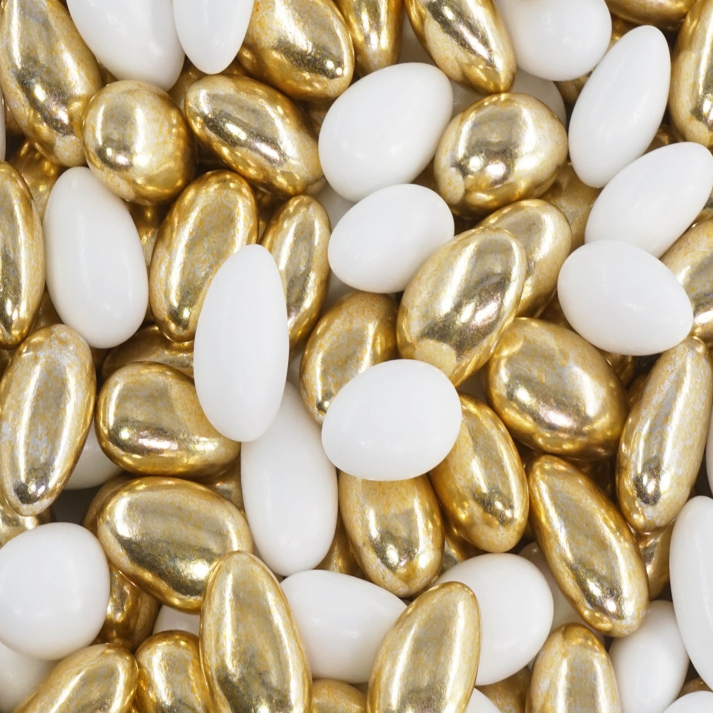 1kg Hochzeitsmandeln Conchiglia Mix weiss-gold glanz