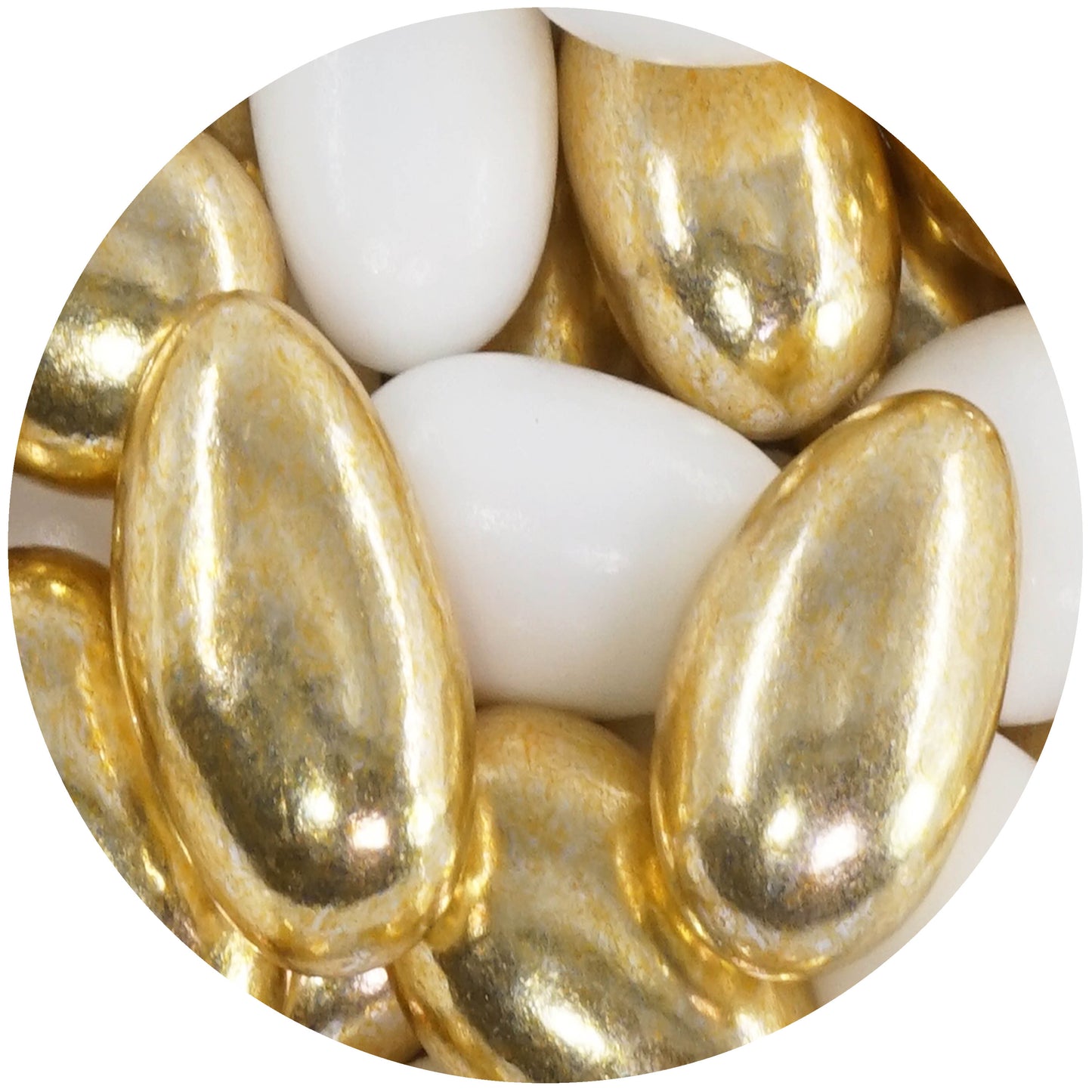 1kg Hochzeitsmandeln Conchiglia Mix weiss-gold glanz