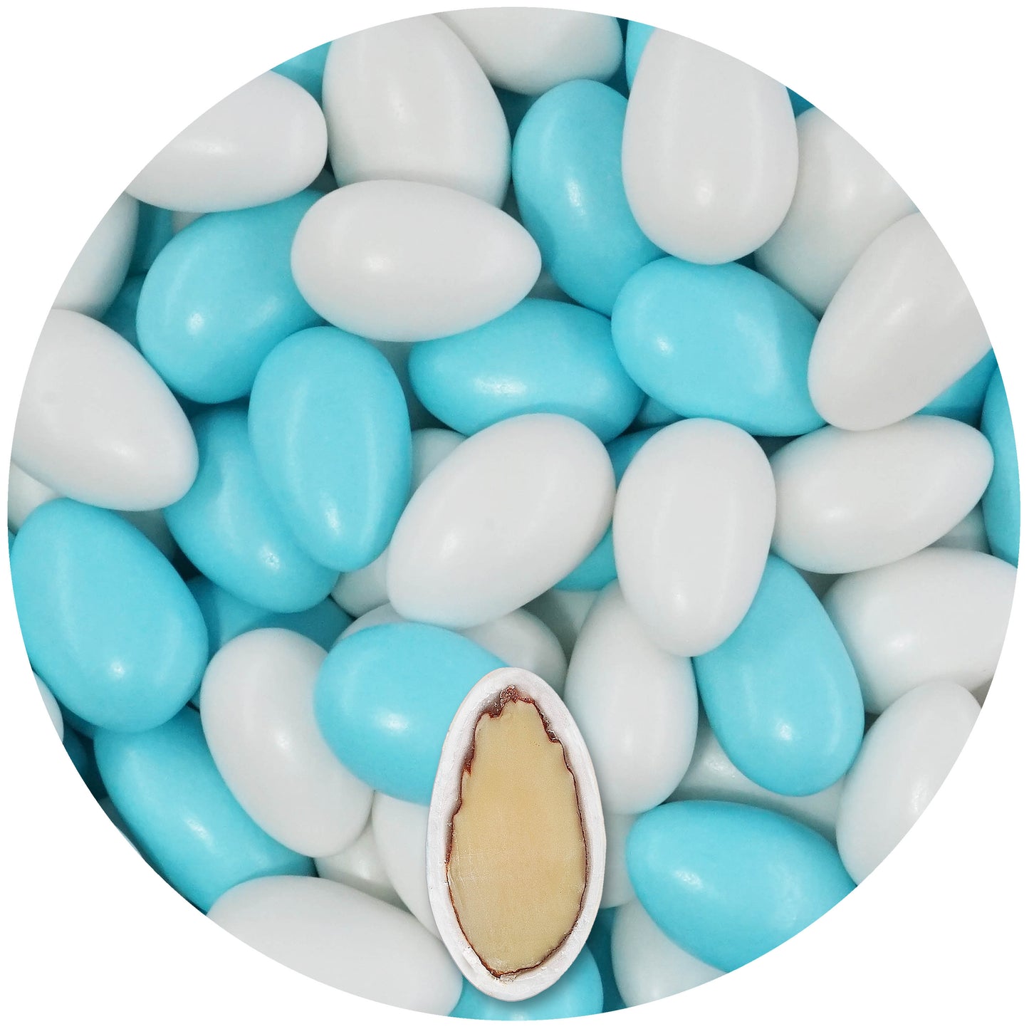 1kg Hochzeitsmandeln Conchiglia Mix weiss-hellblau pearl