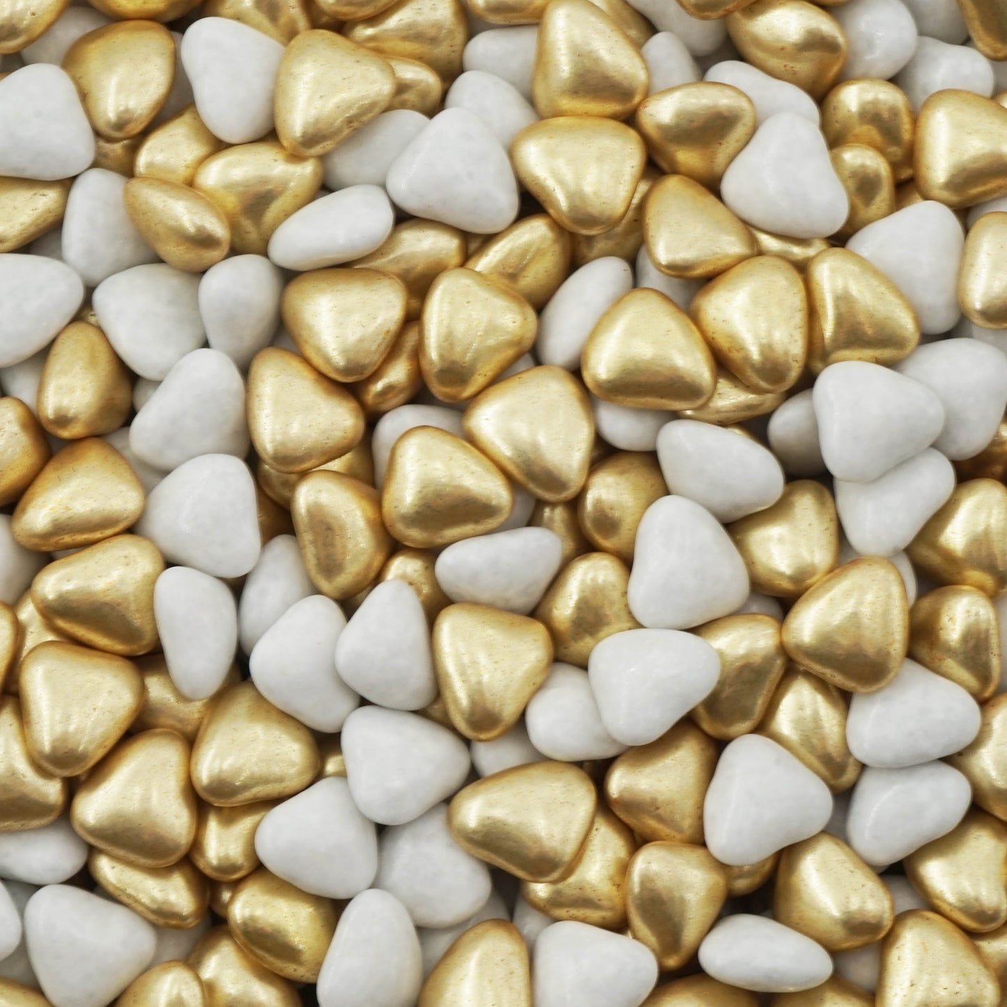1kg Schokoherzen Dragees Herz Mix small weiss-gold glanz