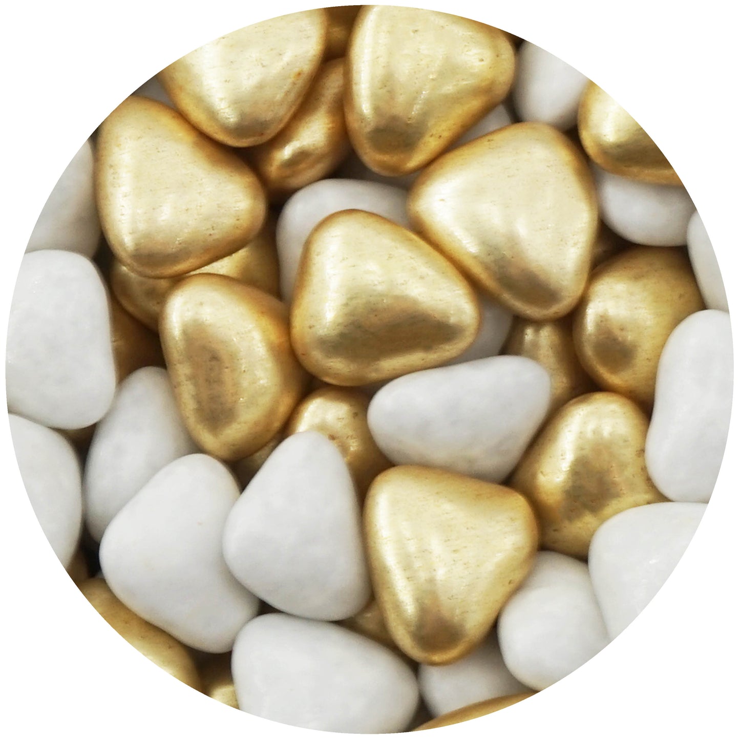 1kg Schokoherzen Dragees Herz Mix small weiss-gold glanz