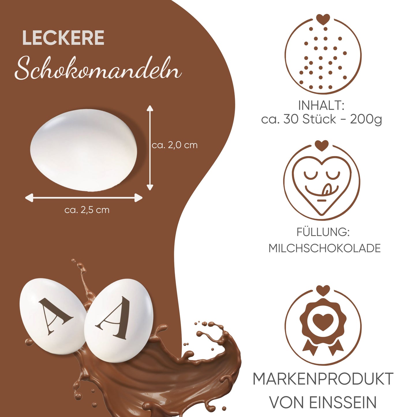 0,2kg Schokomandeln Schoko Buchstabe A