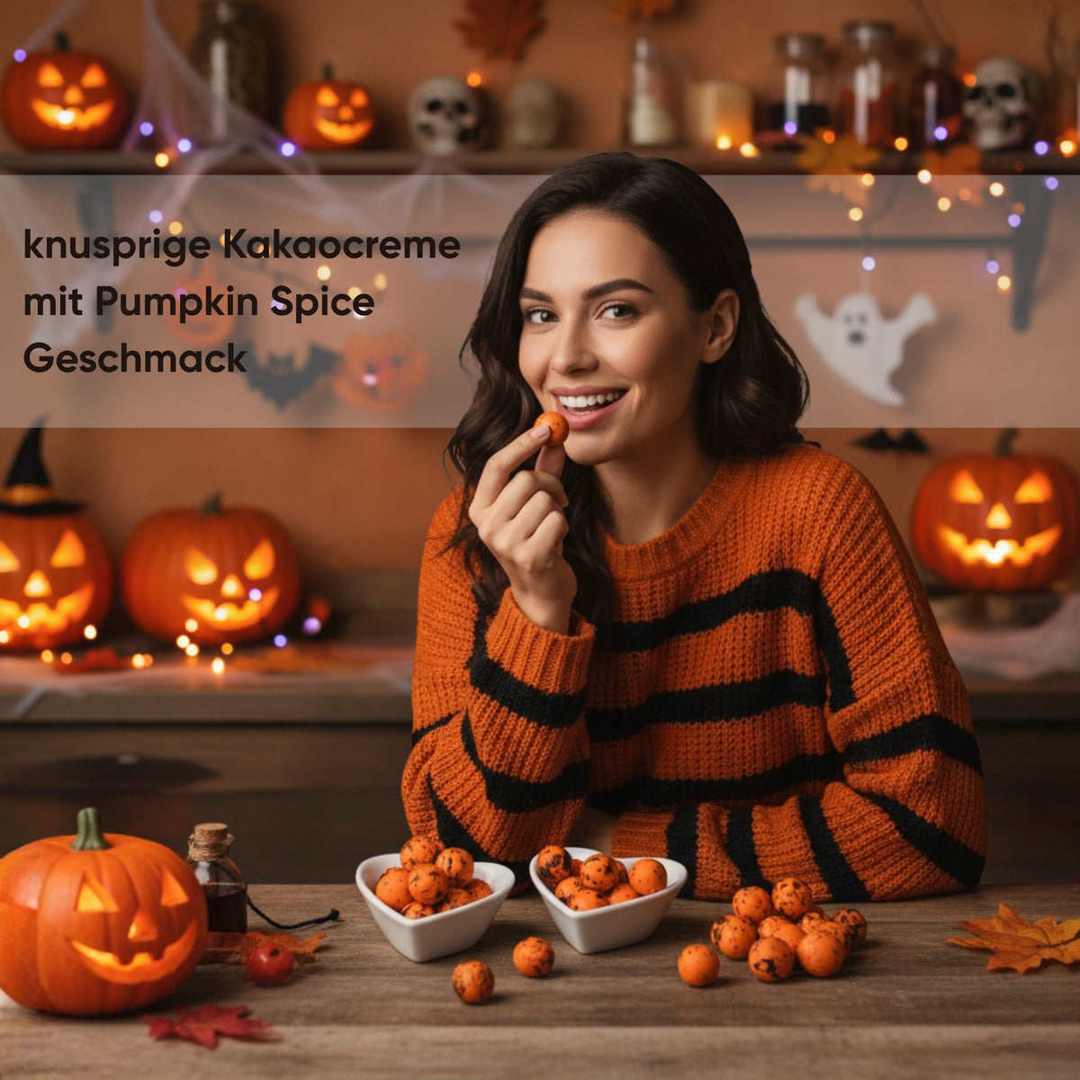 5 Stück fertige Gastgeschenke Halloween Crispykugeln Pumpkin spicy