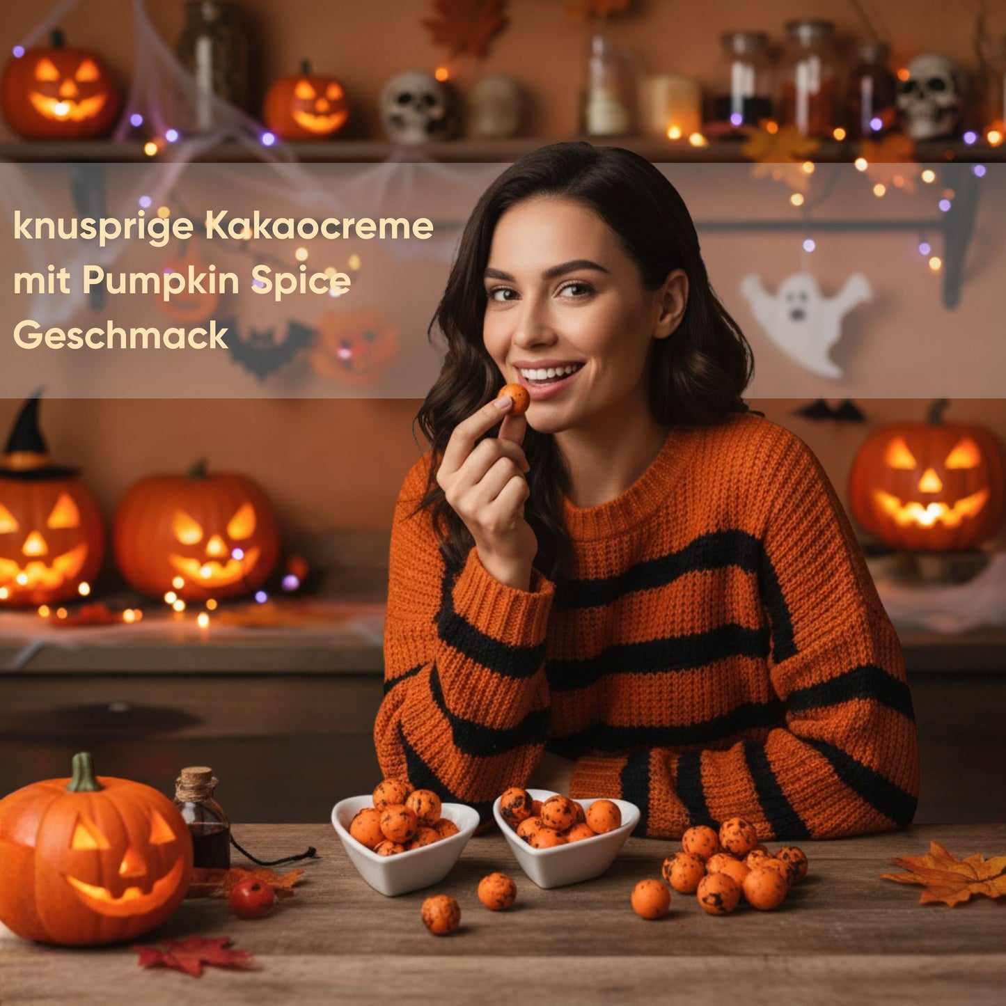 5 Stück fertige Gastgeschenke Halloween Crispykugeln Pumpkin spicy