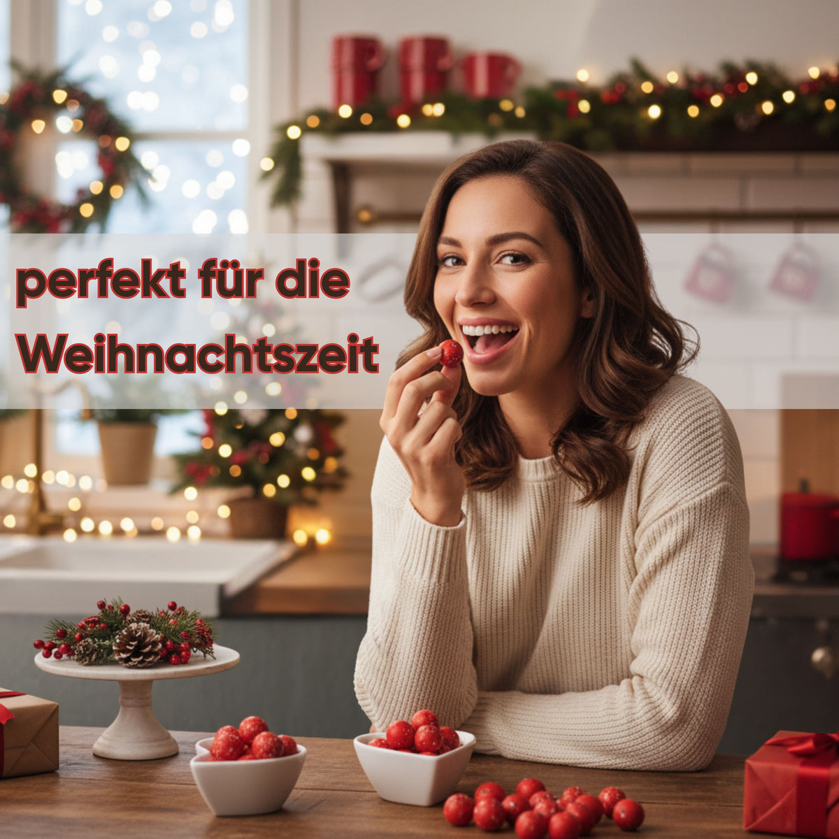5 Weihnachts-Gastgeschenke rot-grün-weiß mit Crispykugeln Lebkuchen – Dekoidee