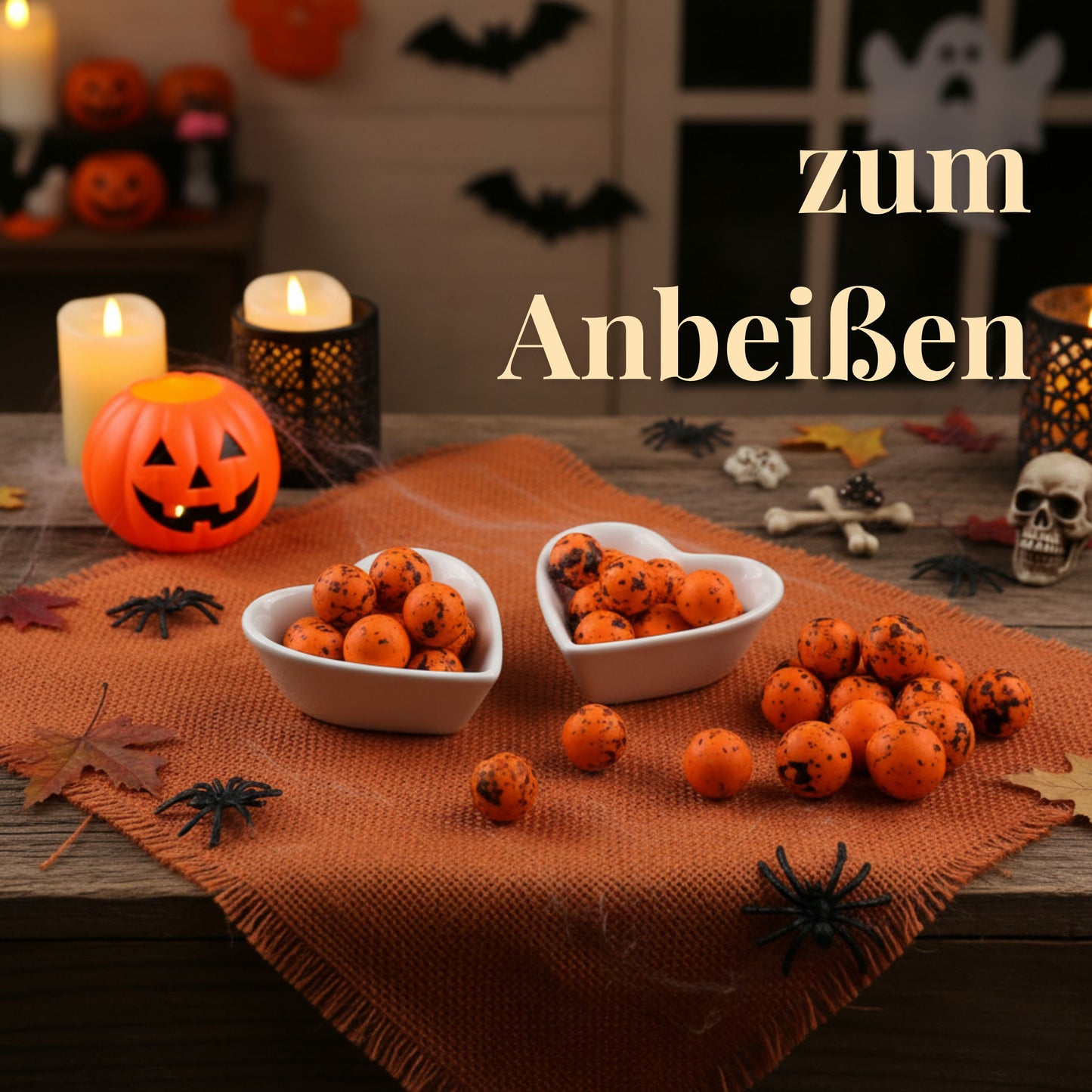 5 Stück fertige Gastgeschenke Halloween Crispykugeln Pumpkin spicy