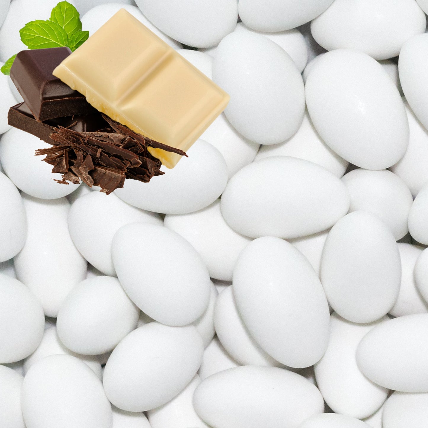 1kg Schokomandeln Double Schokolade weiss matt