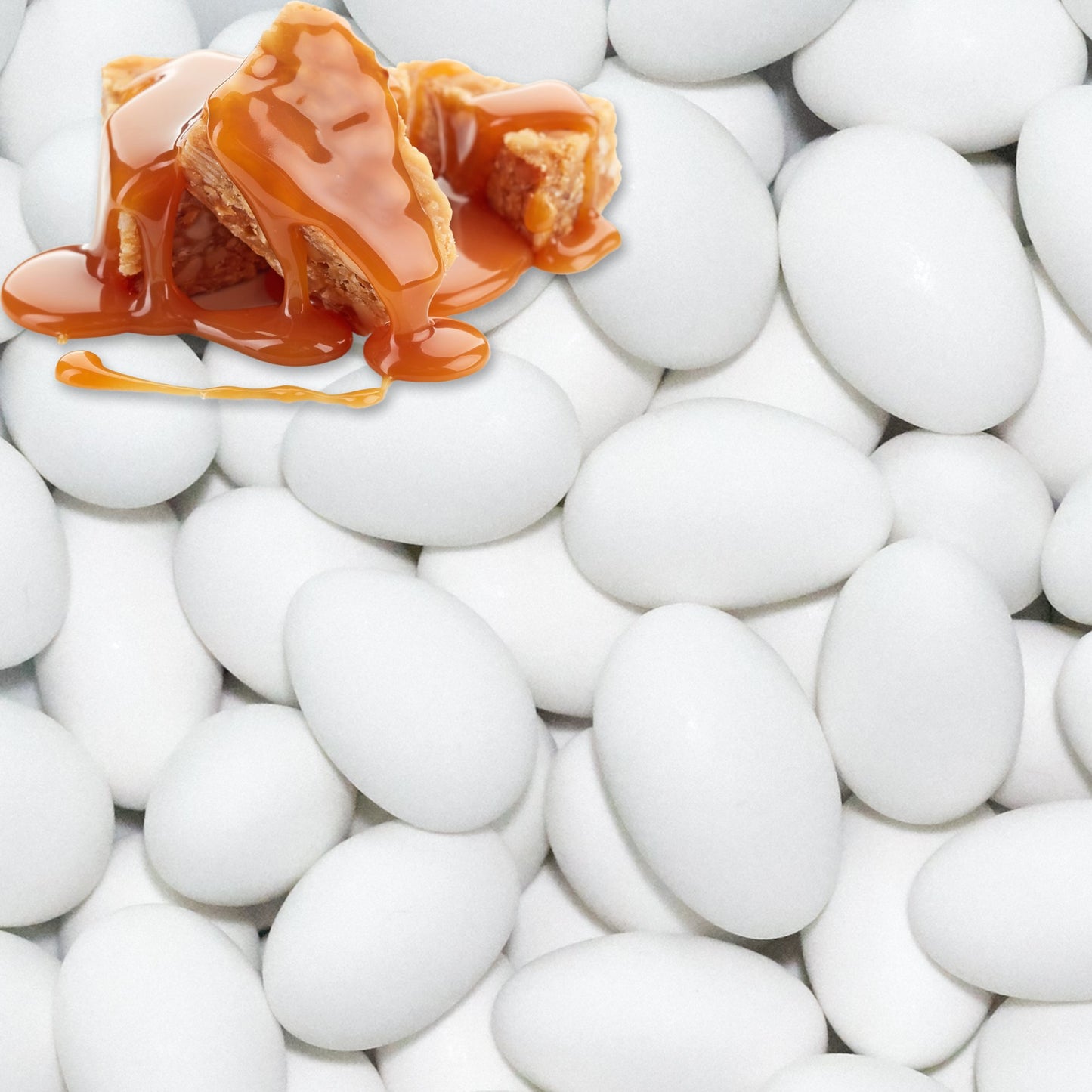 1kg Schokomandeln Karamell weiss matt