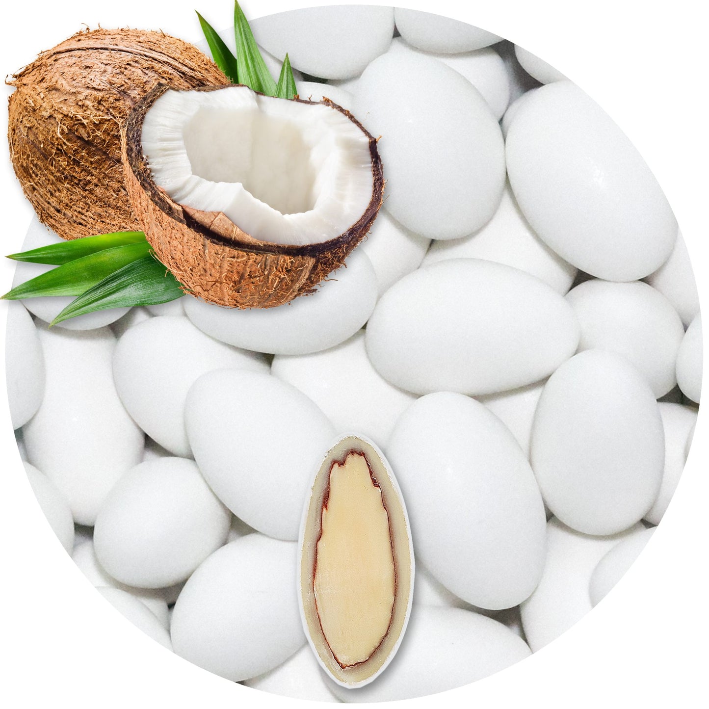 0,5kg Schokomandeln Kokos weiss matt