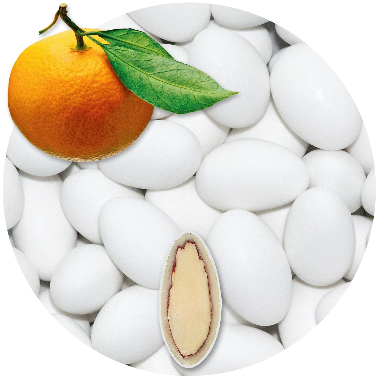 0,5kg Schokomandeln Orange weiss matt