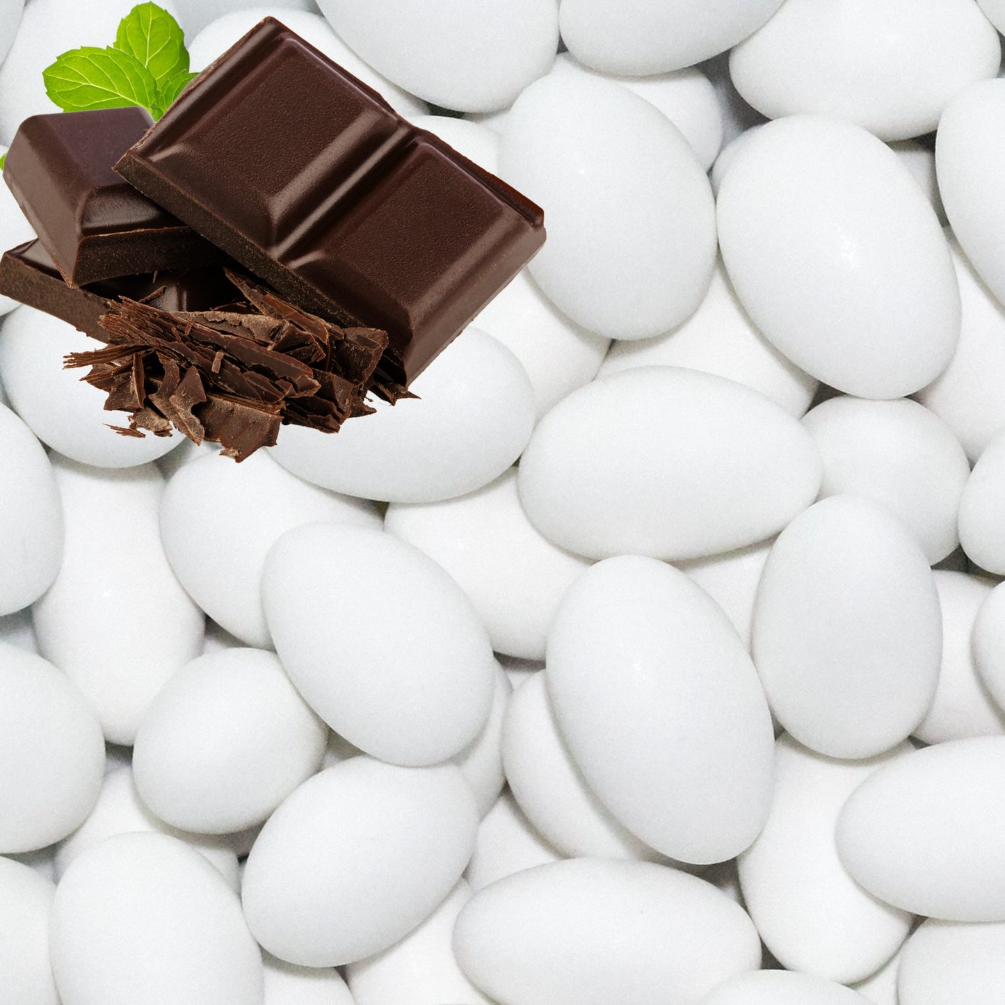 1kg Schokomandeln Schoko weiss matt