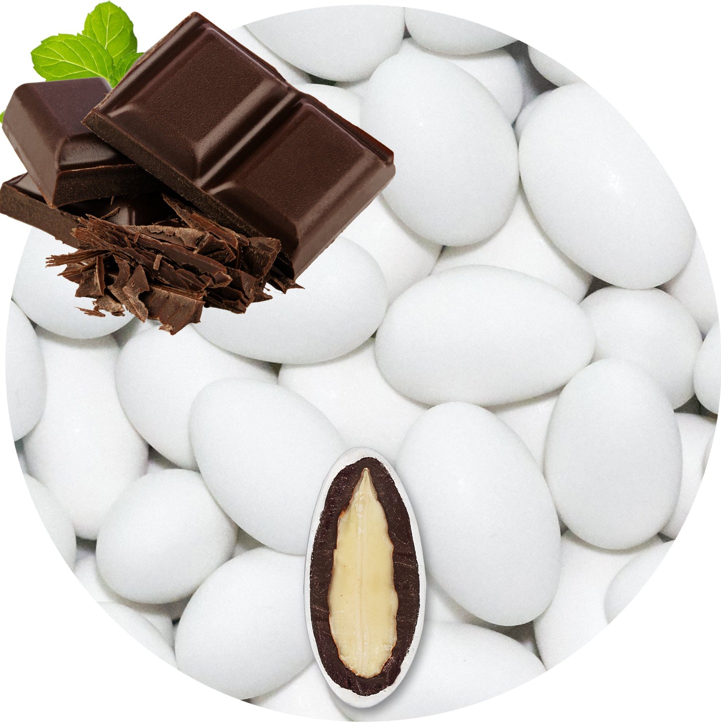 0,5kg Schokomandeln Schoko weiss matt