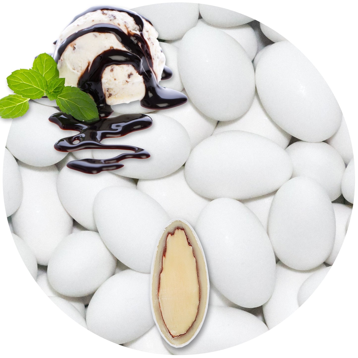 0,5kg Schokomandeln Stracciatella weiss matt