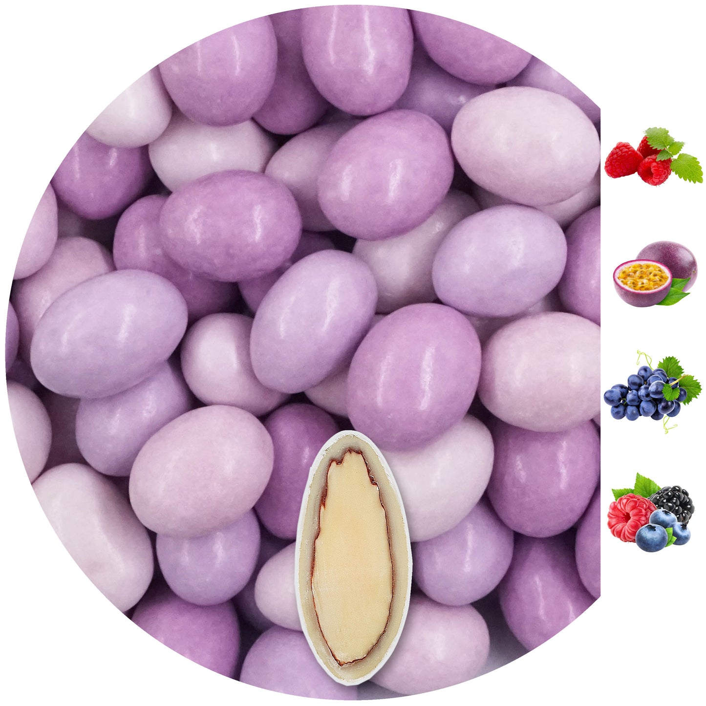 1kg Schokomandeln Geschmacksmix flieder-lila glanz