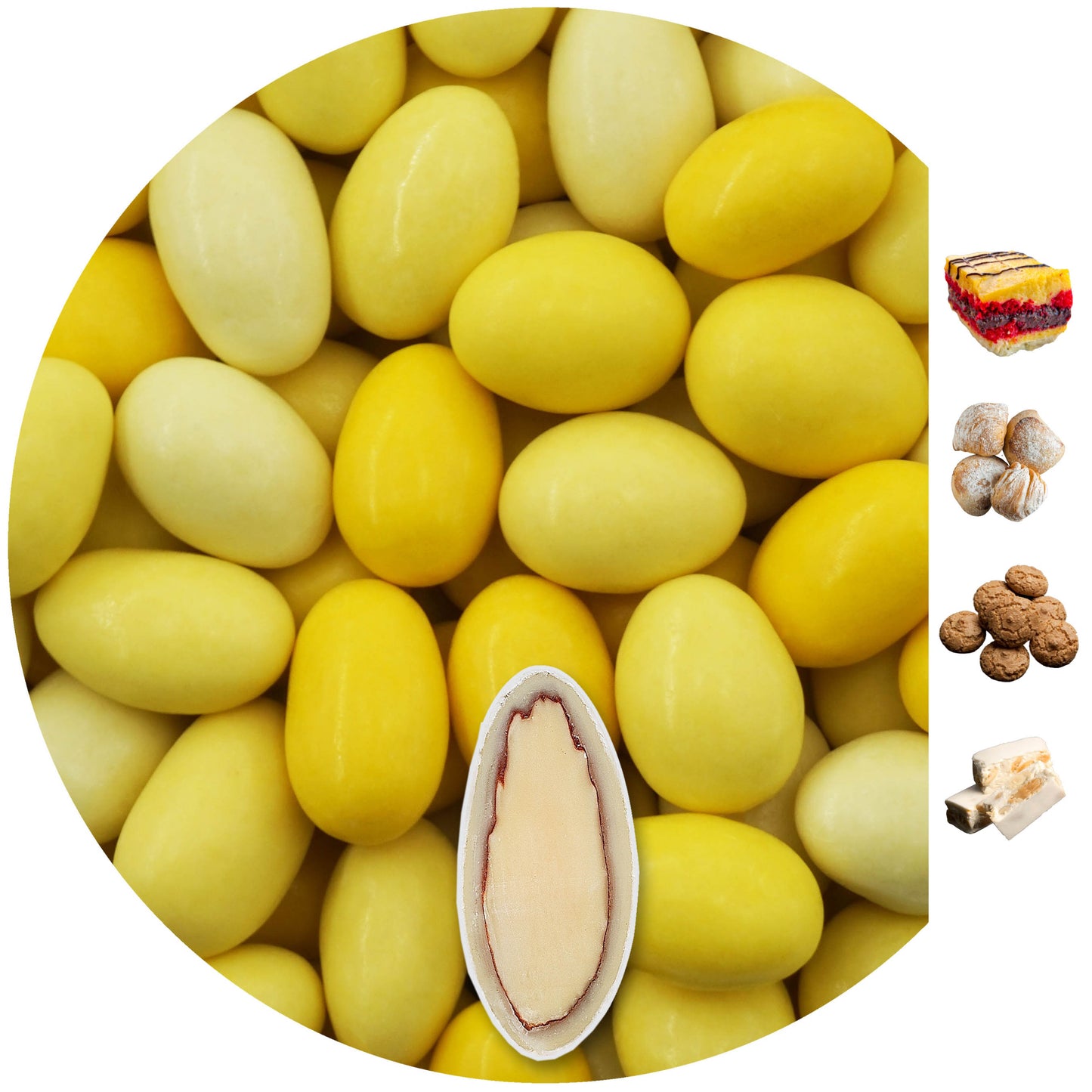 1kg Hochzeitsmandeln Schokomandeln Geschmacksmix gelb glanz