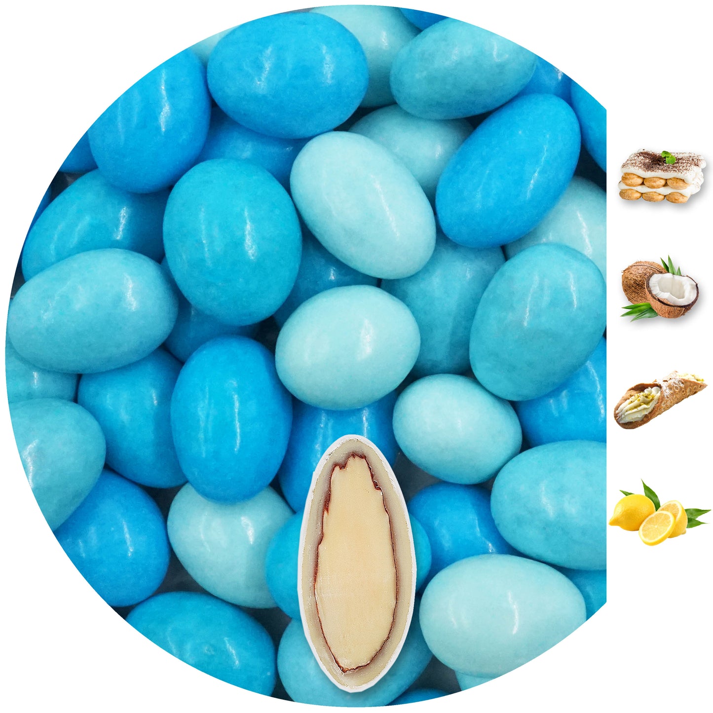 1kg Schokomandeln Geschmacksmix hellblau-blau glanz