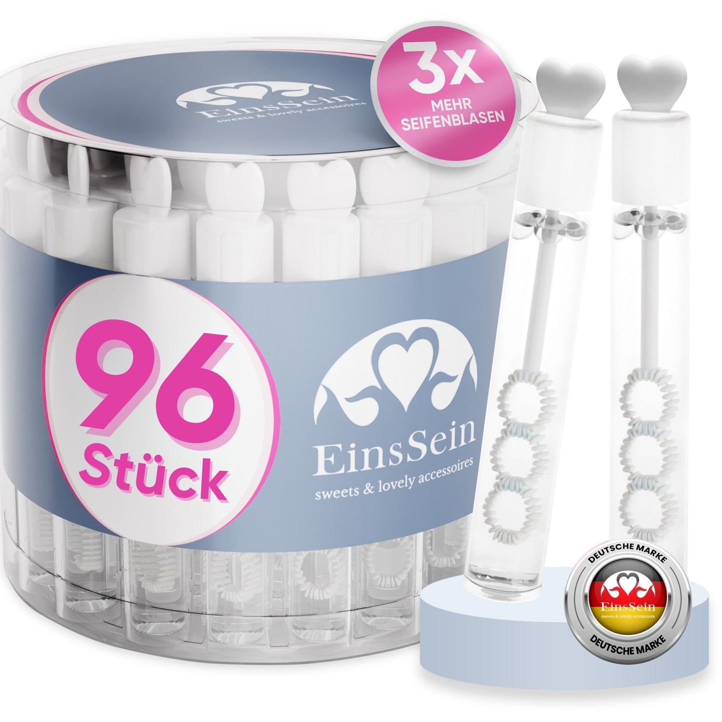96x Seifenblasen Hochzeit Lovegläschen Box weiss