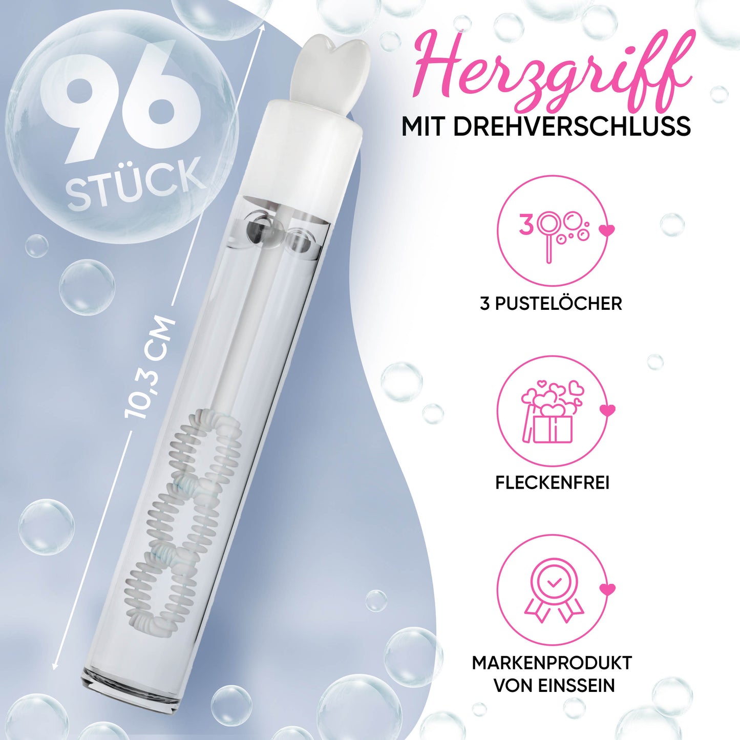 96x Seifenblasen Hochzeit Lovegläschen Box weiss