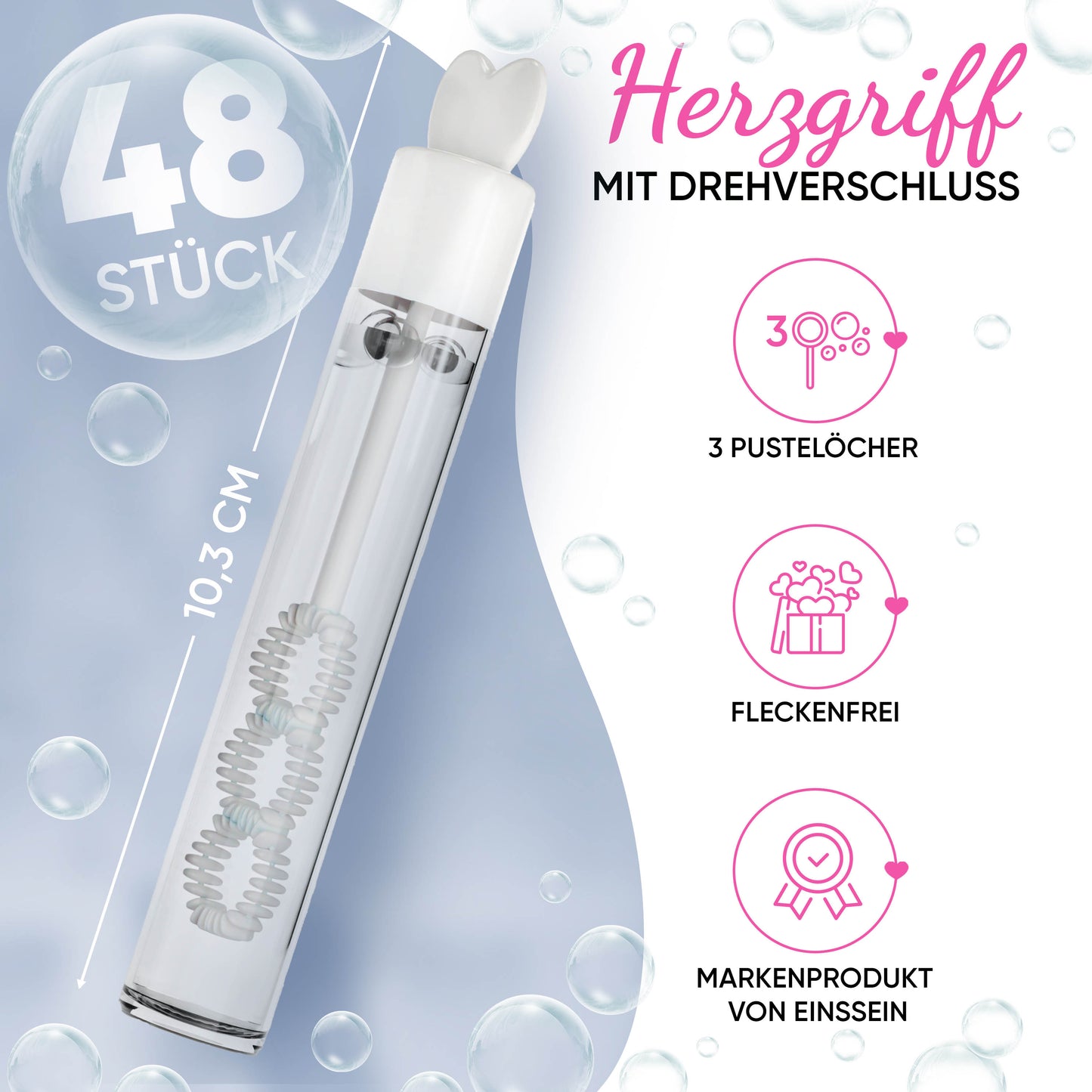48x Seifenblasen Hochzeit Lovegläschen Box weiss