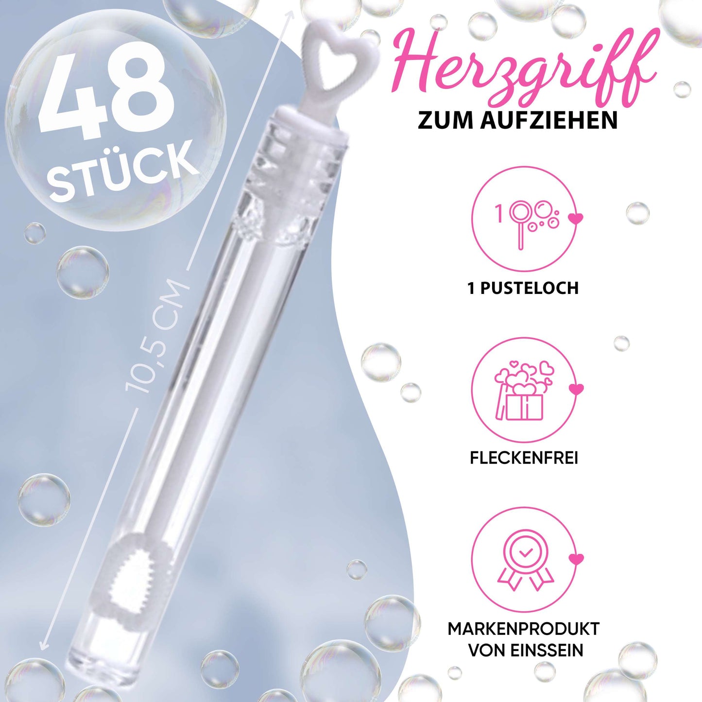 48x Seifenblasen Hochzeit Herzgläschen Box weiss