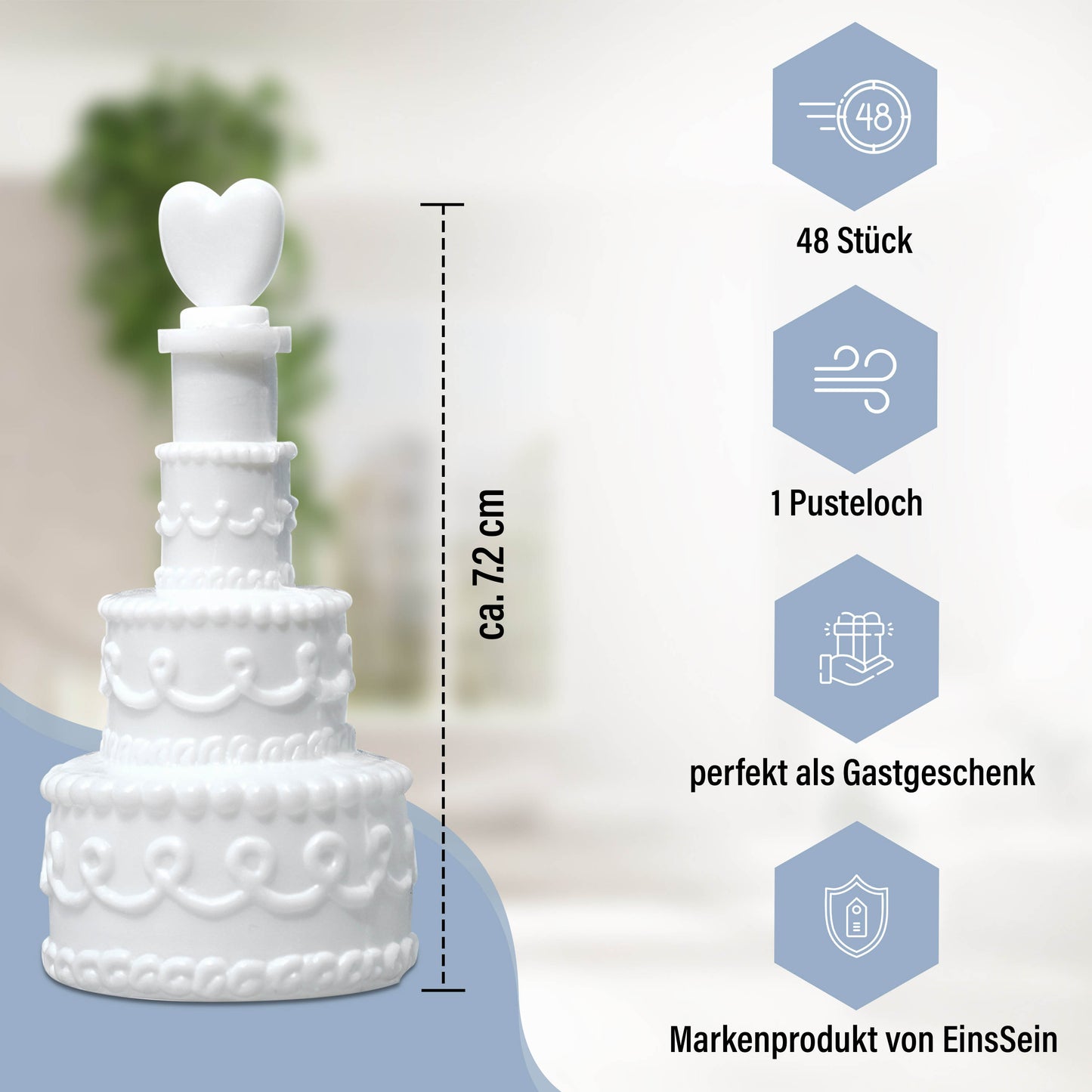 48x Seifenblasen Hochzeit Torte Box weiss