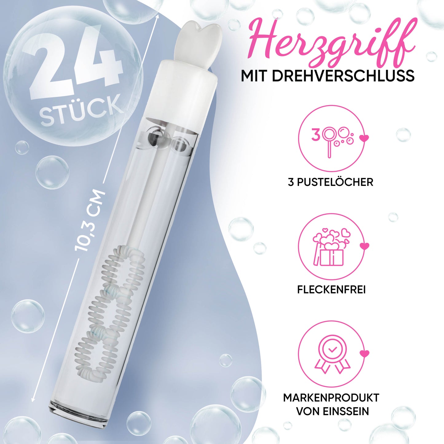24x Seifenblasen Hochzeit Lovegläschen Box weiss