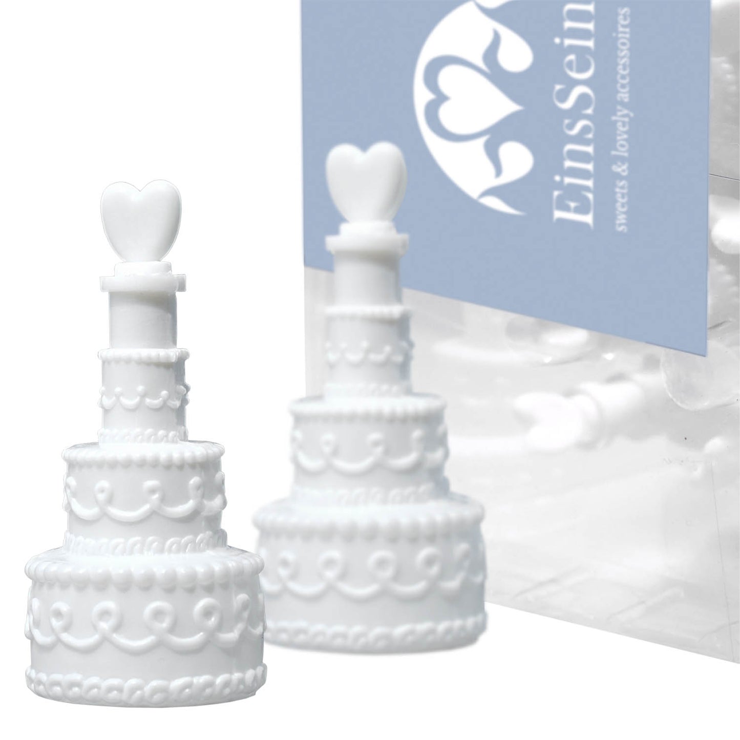48x Seifenblasen Hochzeit Torte Box weiss