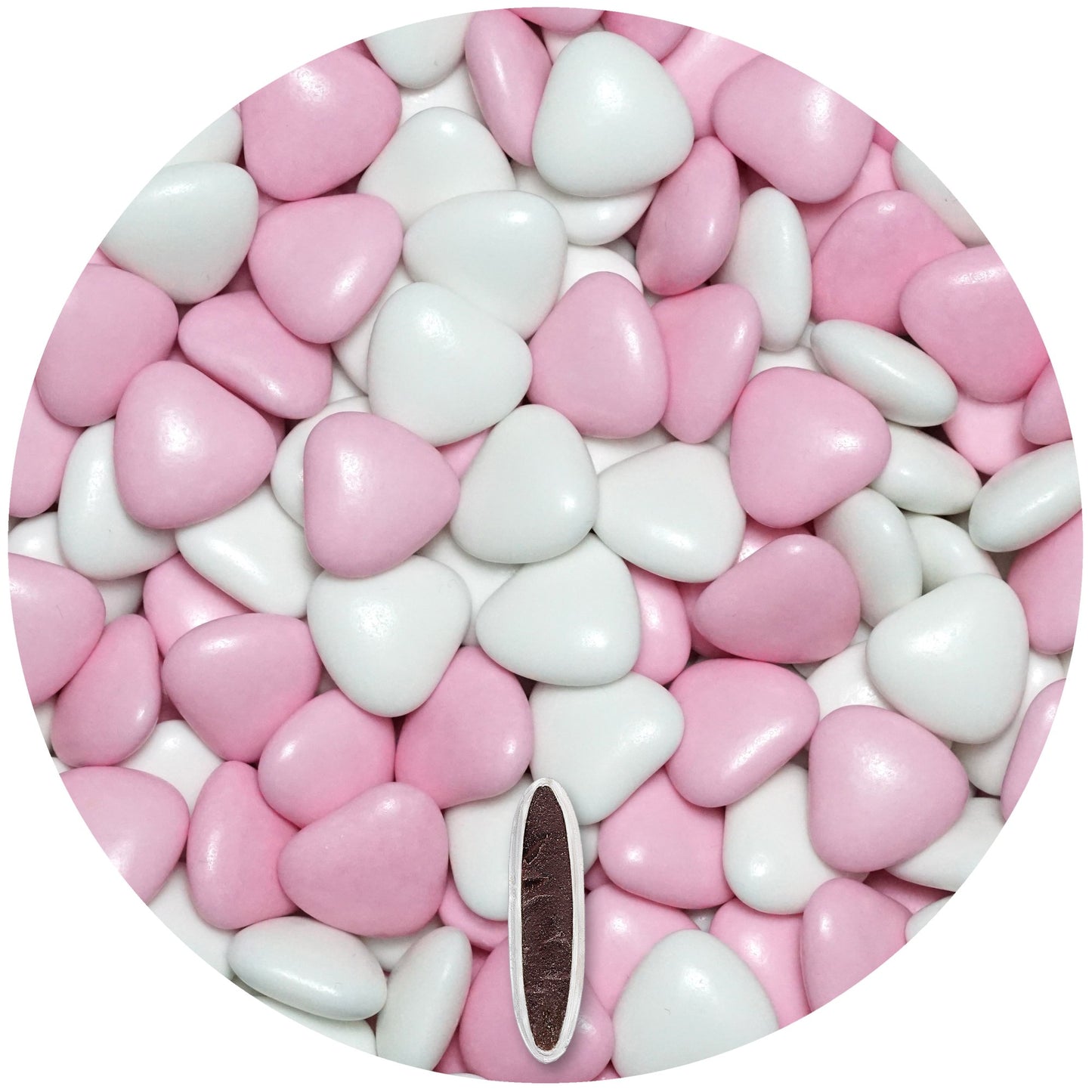 1kg Schokoherzen Dragees Mix medium weiss-rosa glanz
