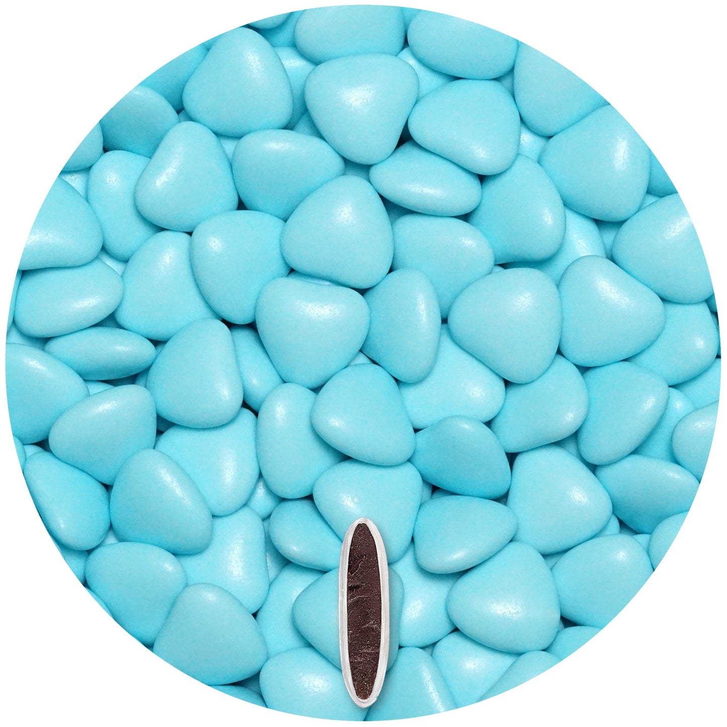 0,5kg Schokoherzen Dragees medium hellblau glanz