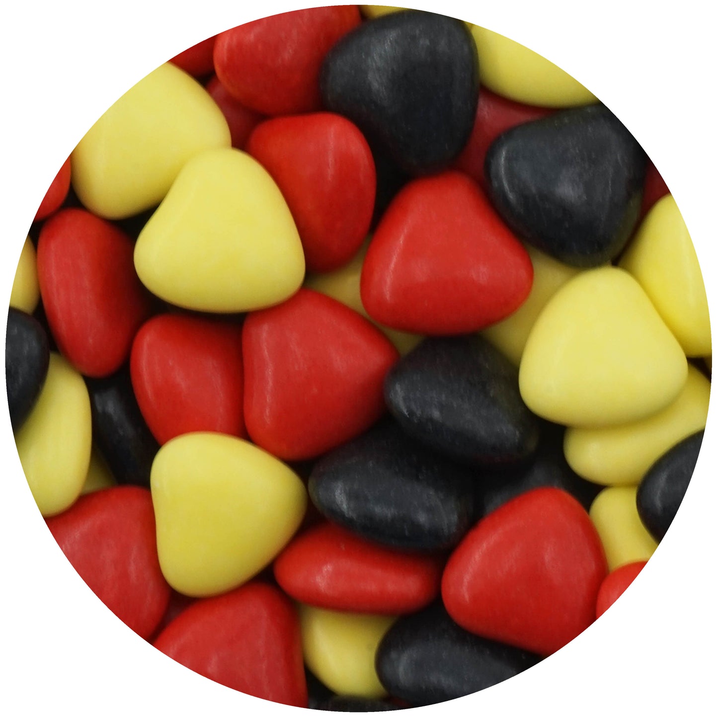1kg Schokoherzen Dragees Mix Deutschland schwarz-rot-gelb glanz
