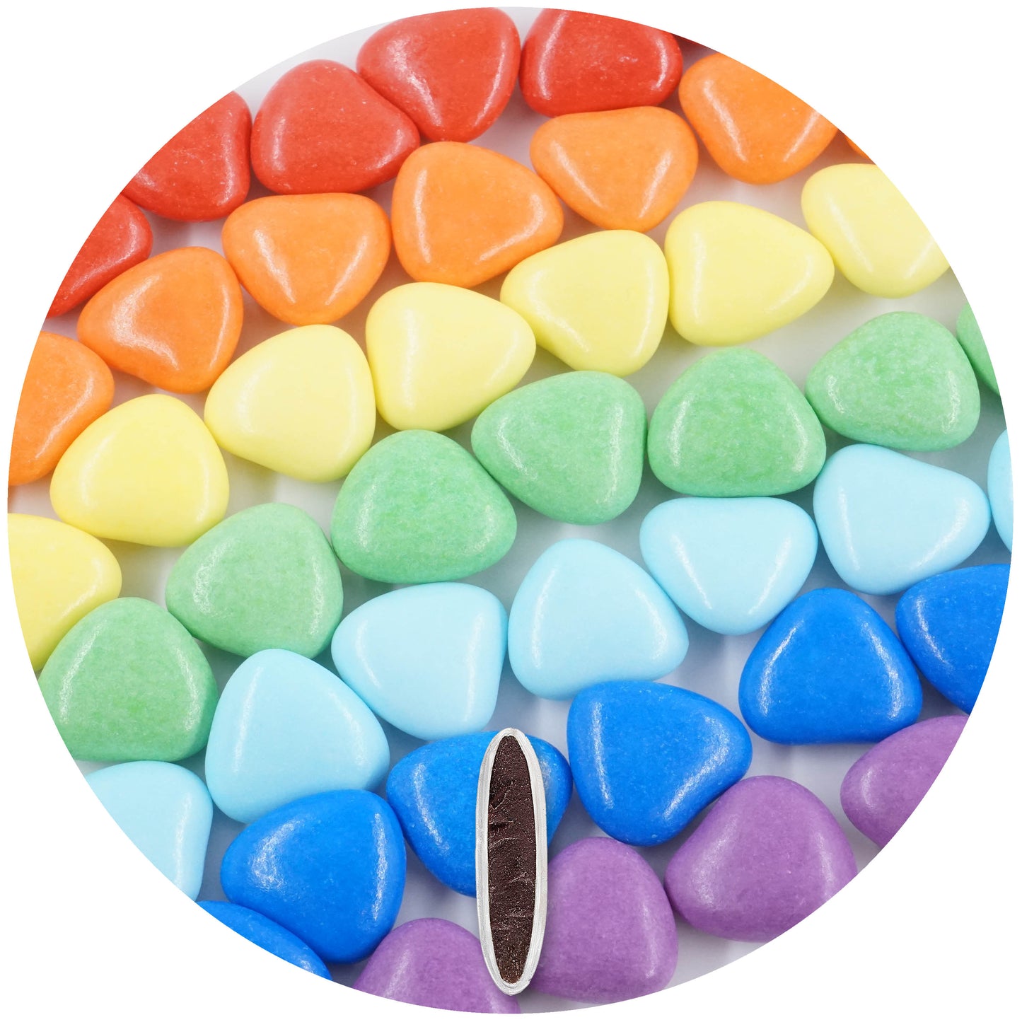 1kg Schokoherzen Dragees Mix medium Regenbogen glanz