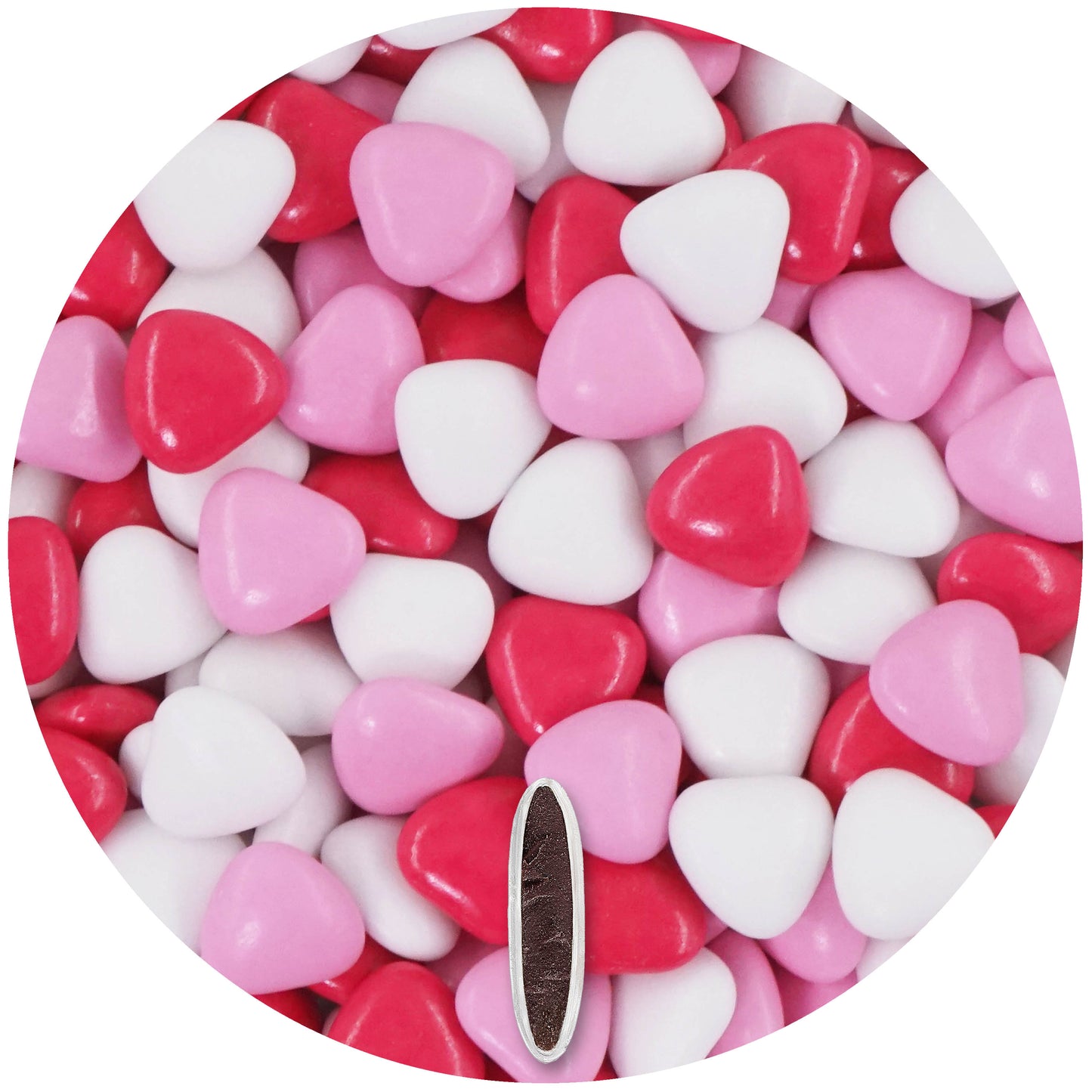 1kg Schokoherzen Dragees Mix medium weiss-rosa-pink glanz