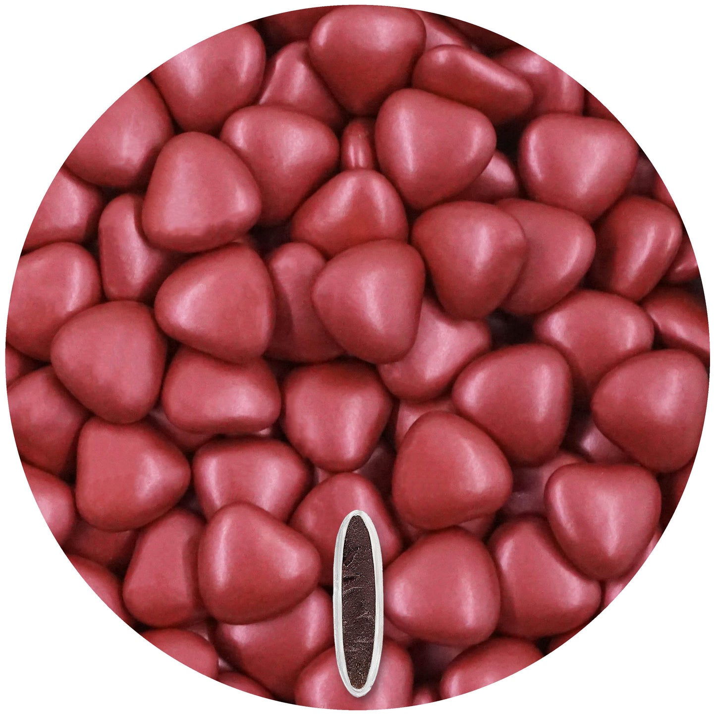 0,5kg Schokoherzen Dragees medium bordeaux pearl